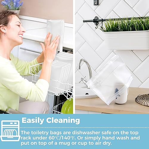 Miniatura 8 de SPLF Bolsas de aseo transparentes a prueba de fugas, aprobadas por la TSA, bolsas con cremallera de tamaño de cuarto de galón, sin BPA, bolsas de