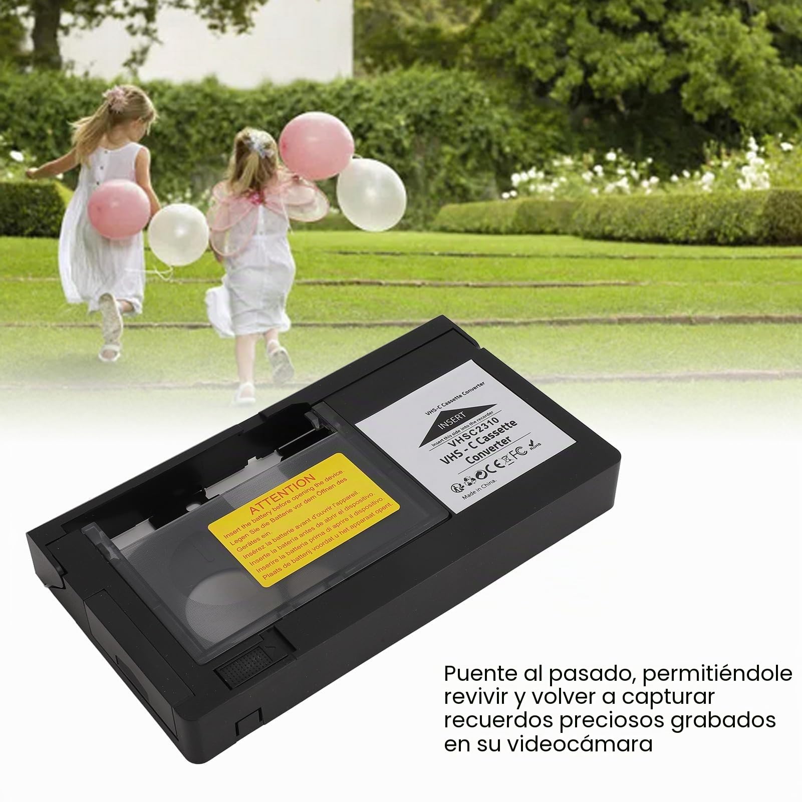 Yunir Adaptador de Casete para Videocámaras, Adaptador de Casete VHS-C para Videocámaras, Convertidor de Casete VHS Motorizado, Fácil de Usar, No Compatible con MiniDV Hi8 de 8 Mm