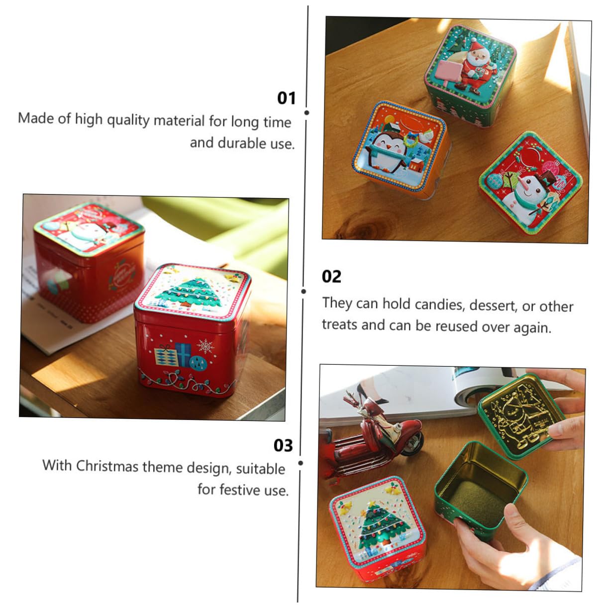 ORFOFE 8stücke Pack Weihnachts-bonboniere Aus Weißblech Weißblech-süßigkeiten-gläser Mit Weihnachtsmuster Für Bonbons Kekse Als Weihnachtsgeschenke-box