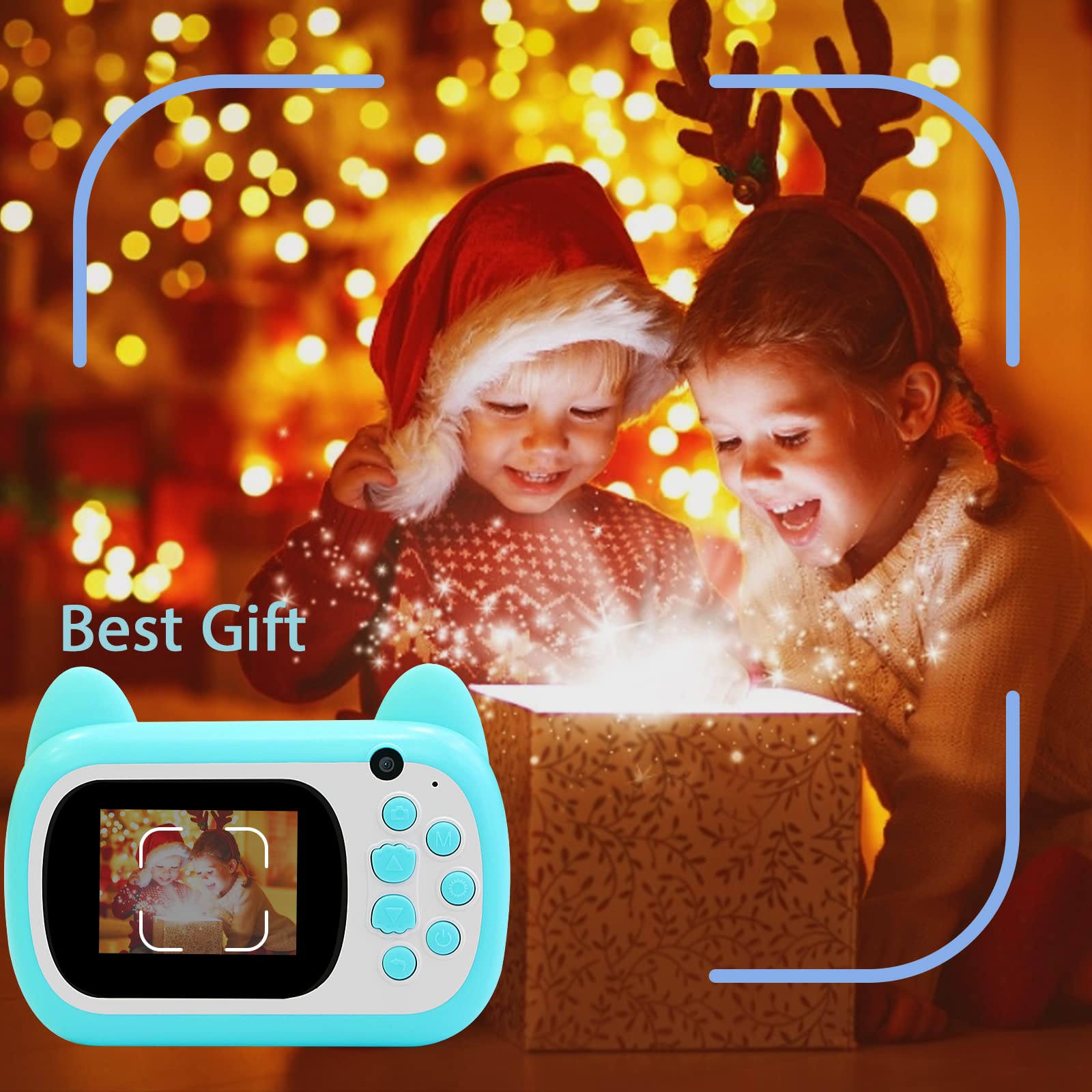 Fotocamera istantanea per bambini, schermo LCD da 2,4 pollici, fotocamera digitale per bambini con zoom 6x, 24 Mpixel, doppio obiettivo e videoregistratore 1080p, regalo per ragazzi e ragazze