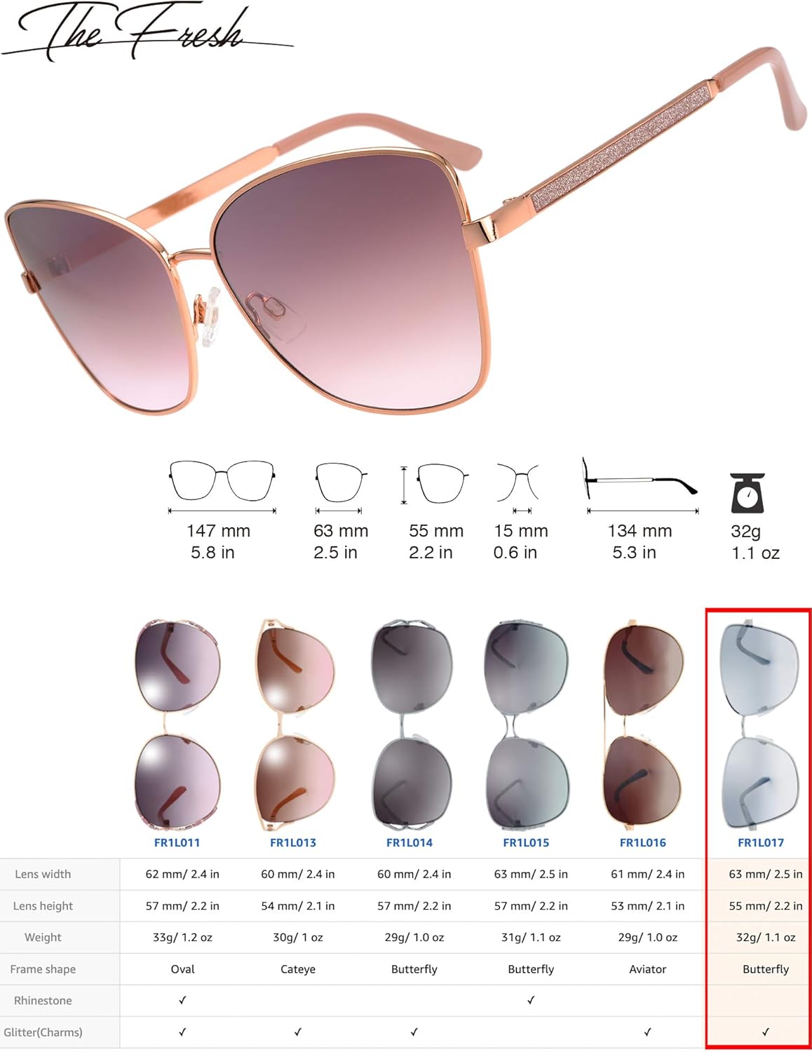 The Fresh Classic Crystal Elegant Women Beauty Design Sunglasses Gift Box - Image 3