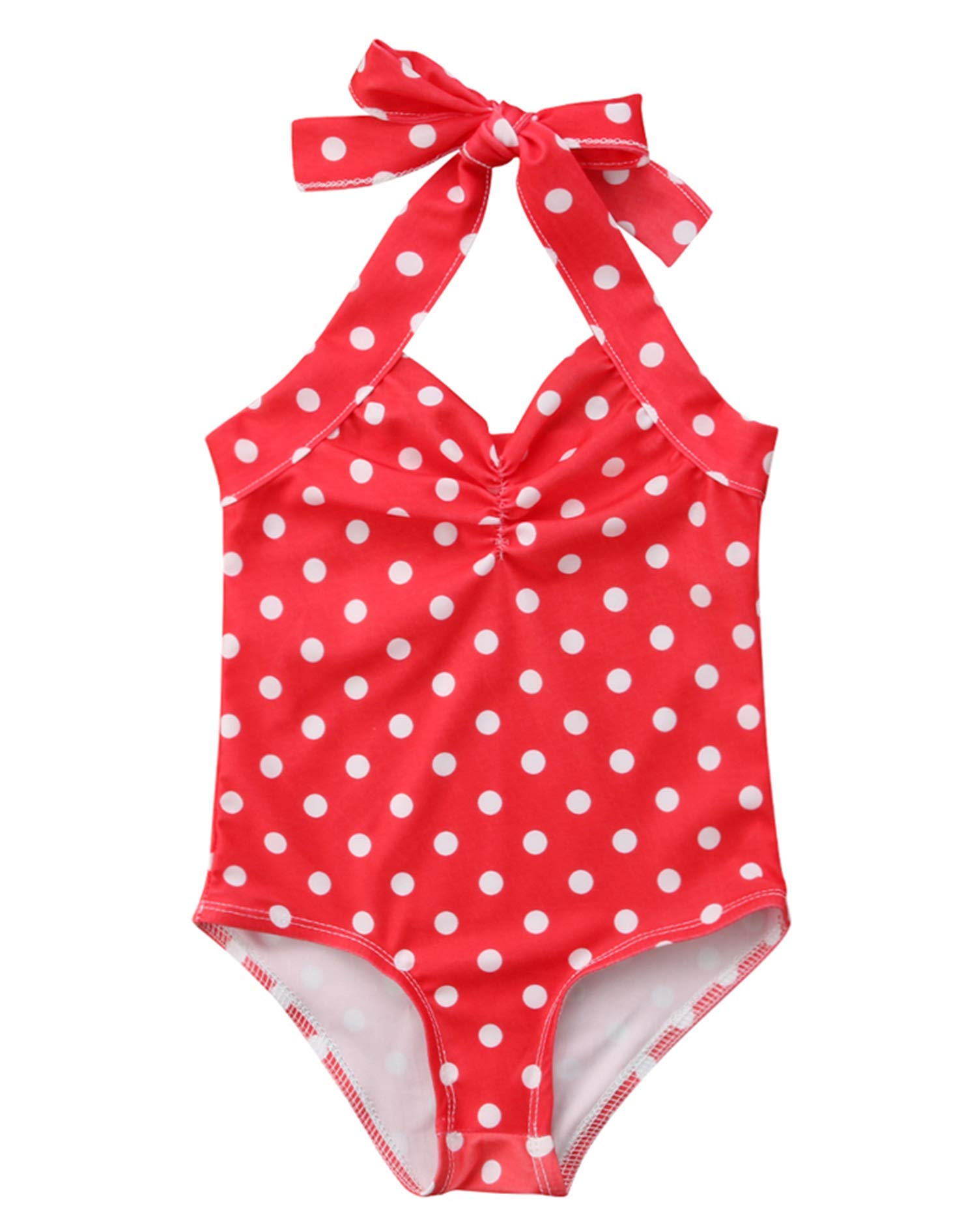 Styles I Love Infant Baby Girl Cute Printed One-Piece Swimsuit Beach Bathing Suit Pool Swimwear (Polka Dots Red, 100/2-3 Years)
