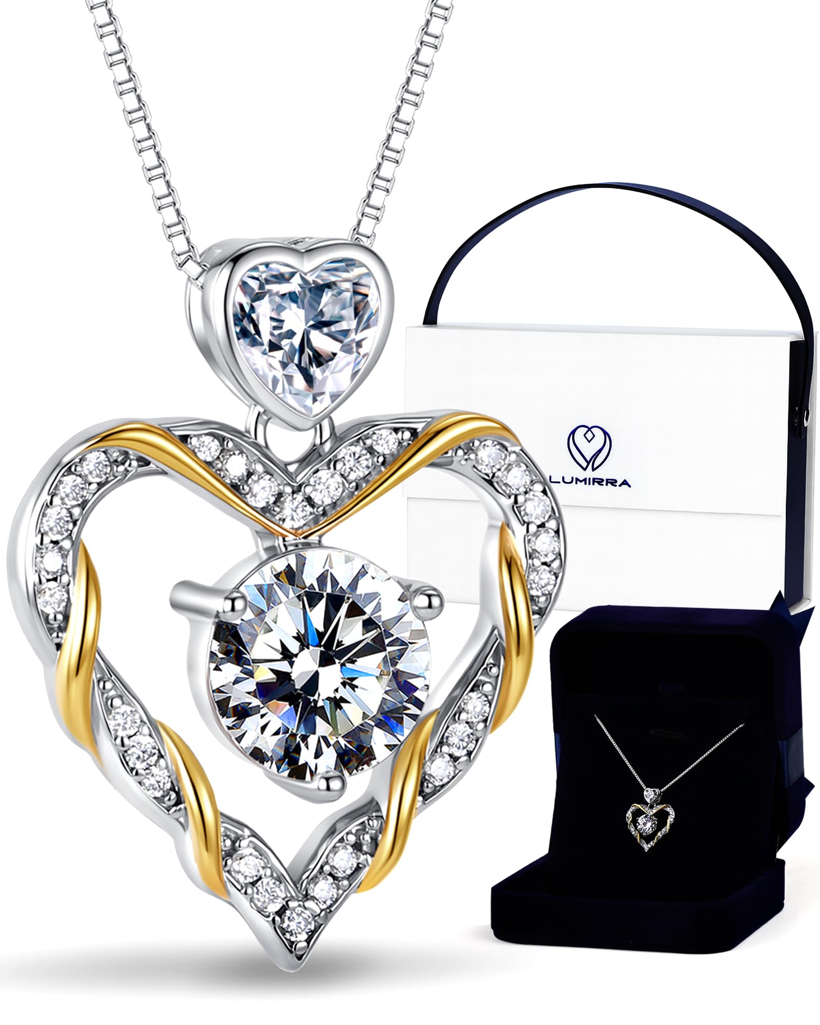Moissanite Necklace for Women, 1.5 Carat Heart Moissanite Pendant Necklace