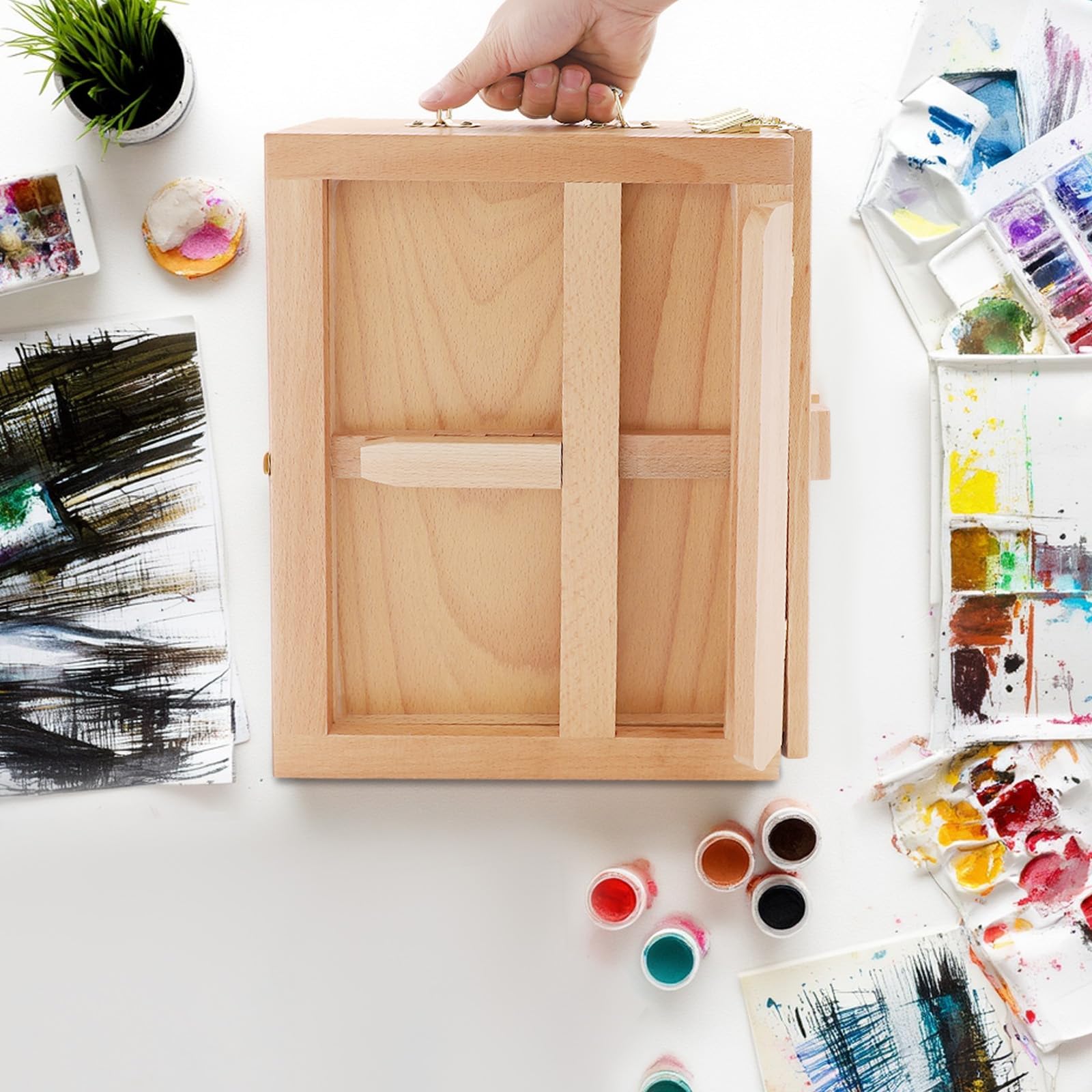 Caballete de mesa ajustable con 3 cajones, caballete portátil de madera de haya, soporte de pintura de alta calidad para artistas, estudiantes, principiantes