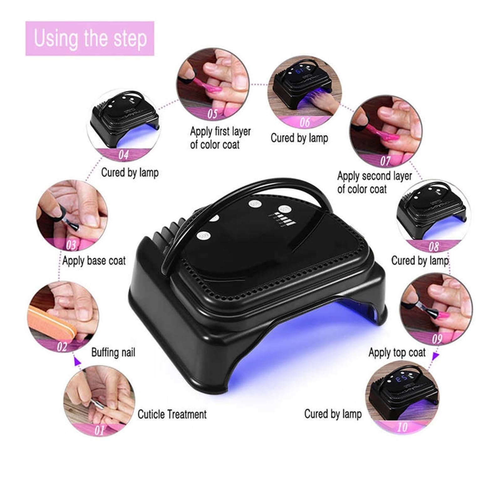 Lampa UV do paznokci, 64W LED lampa UV do paznokci suszarka Salon 32 diody utwardzania wszystkich żelowych lakierów z automatycznym czujnikiem Manicure Pedicure