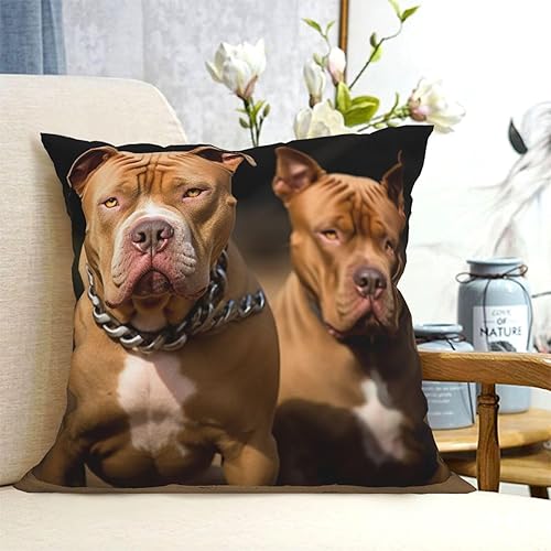 Fundas de almohada decorativas de 20 x 20 pulgadas, fundas de almohada cuadradas para sofá, perros Pitbull, fundas de almohada de doble cara, fundas