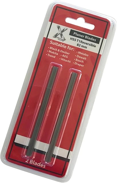 Pair of 82mm (3.1/4") HSS Reversible Planer Blades Replacement for Black & Decker, Bosch, DeWalt, Trend and Elu planers