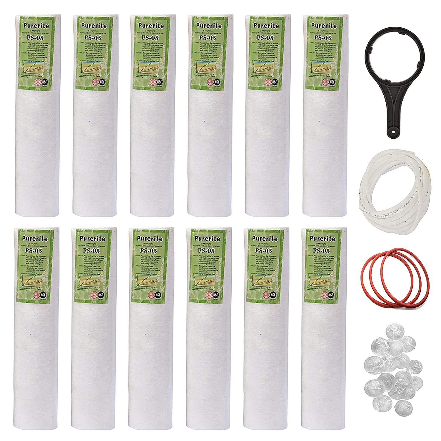 5 Micron PS-05 PP 10 in Spun Filter for All Type RO Purifiers 10 IN-12 Pieces(with Spanner and Pipe)-image-24