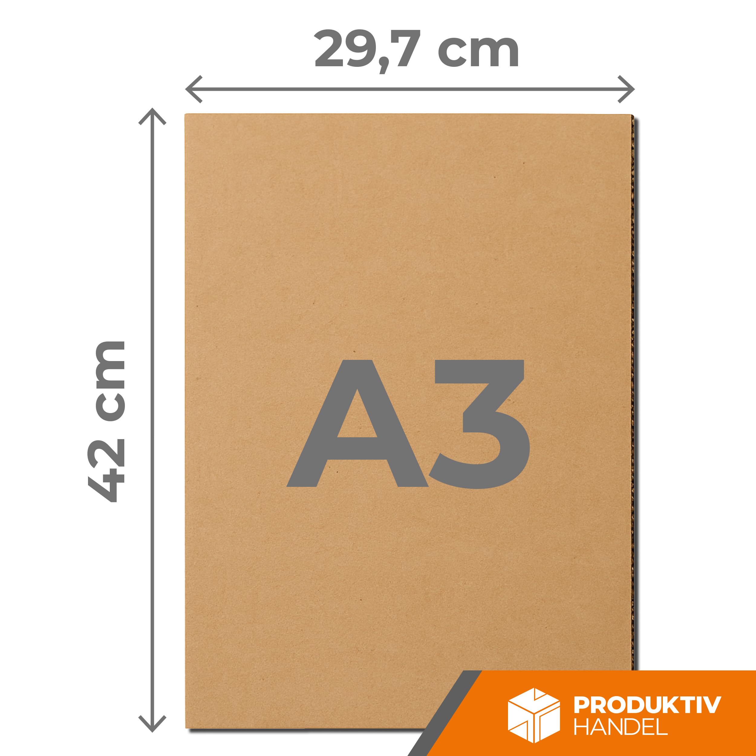 Wellpappe Zuschnitte A3 | 29,7 x 42 cm | 50 Stück Stabiler Bastelkarton braun, ein-wellig (1.01 B) | Ideal für DIY, Modellbau & Kinderbasteln | Produktiv Handel