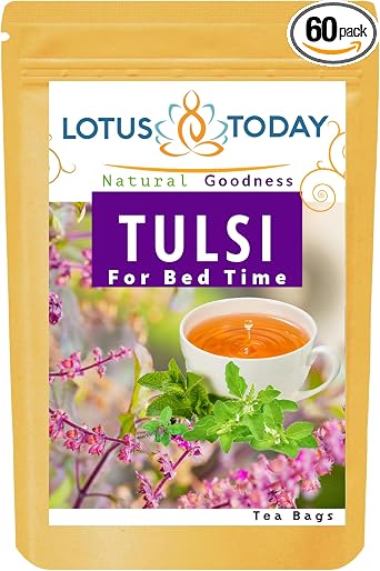 Tulsi Herbal Tea   100% Pure Holy Basil   Sleep & Relax Support   Caffeine-Free   60 Tea Bags