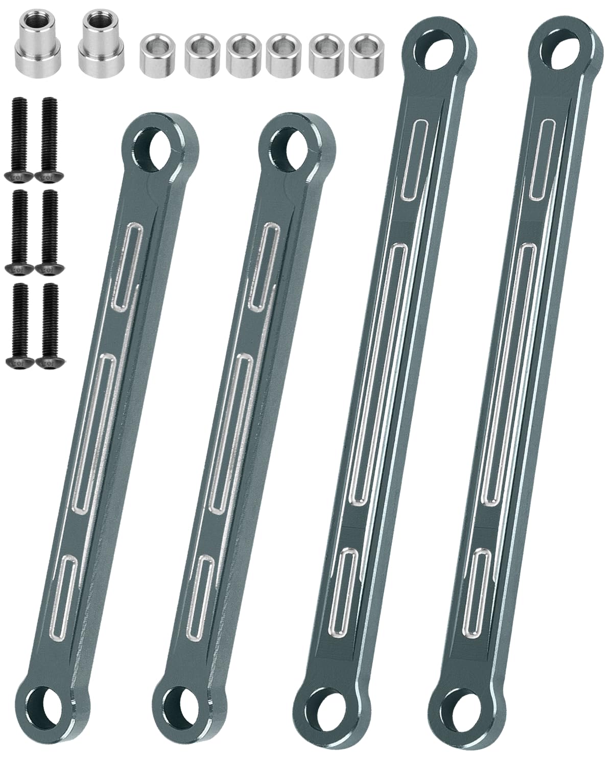 RCarmubWow RC Camber Link Set Upgrades Part for 1/10 Slash Rustler Stampede 4x4 4WD,Alloy Aluminium Front Rear Camber Link Set,Titanium