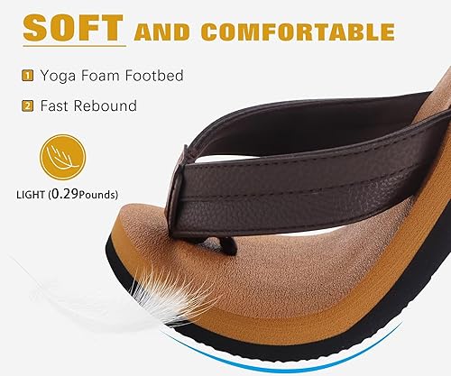 Miniatura 3 de KuaiLu - Sandalias de cuero para hombre, con soporte de arco cómodo, cojín para caminar, sandalias de almohadilla de yoga para interiores
