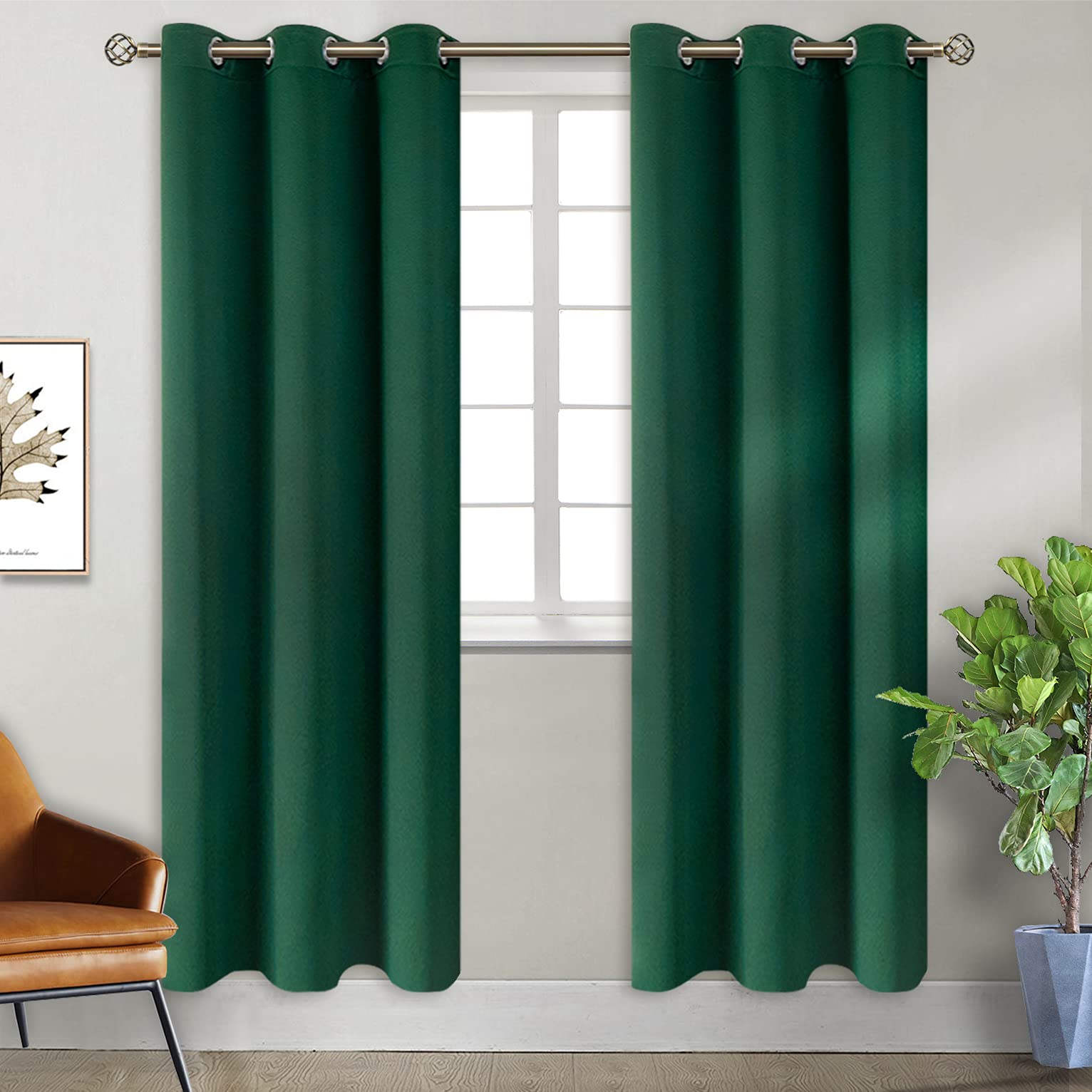 BGment Emerald Green Blackout Curtains for Living Room 84 Inch - 2 Panels