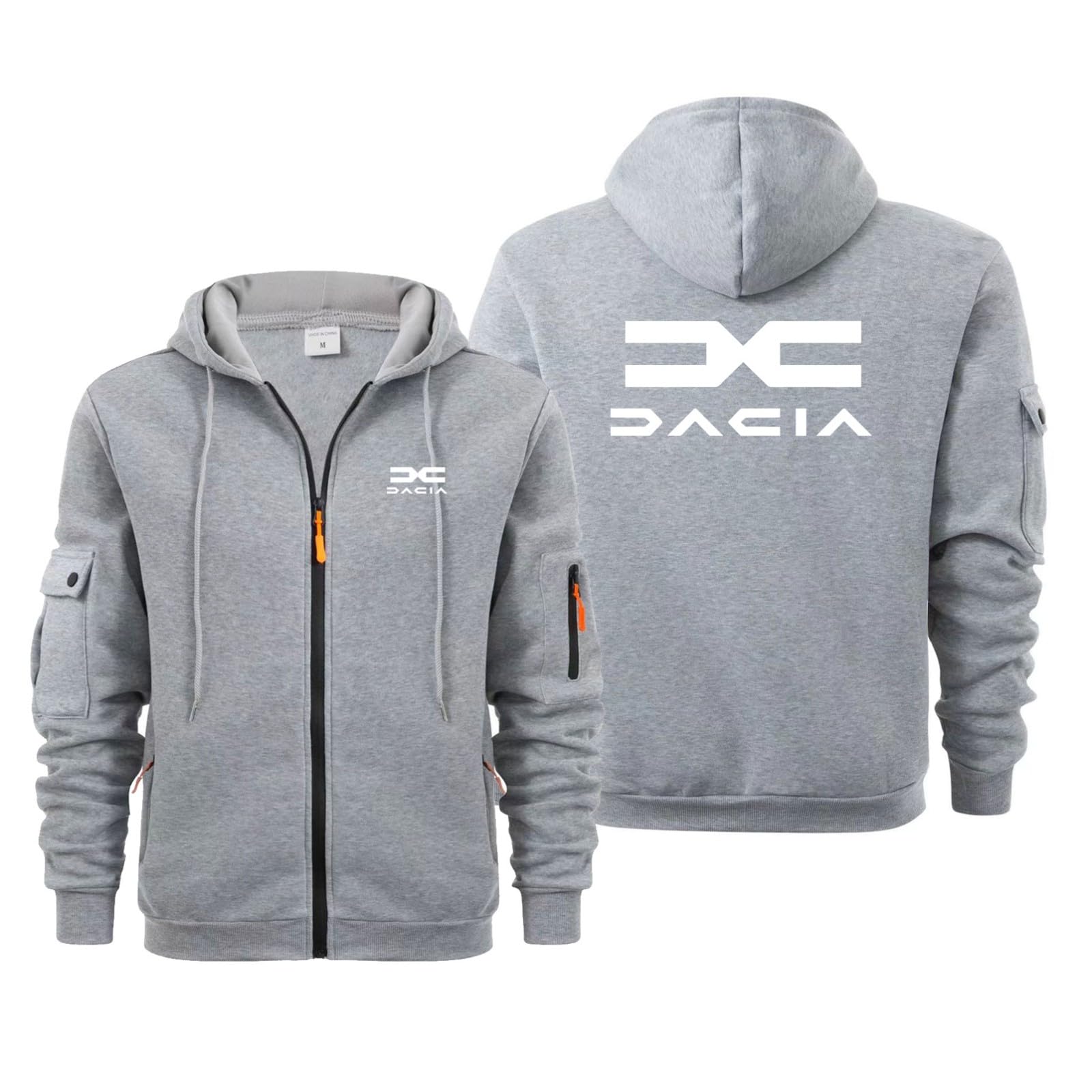Leichter Kapuzenpullover mit Reißverschluss für Herren - Pulloverjacke für D.A.C.I.A aus weichem Fleece mit Kängurutasche Atmungsaktive bequeme Passform