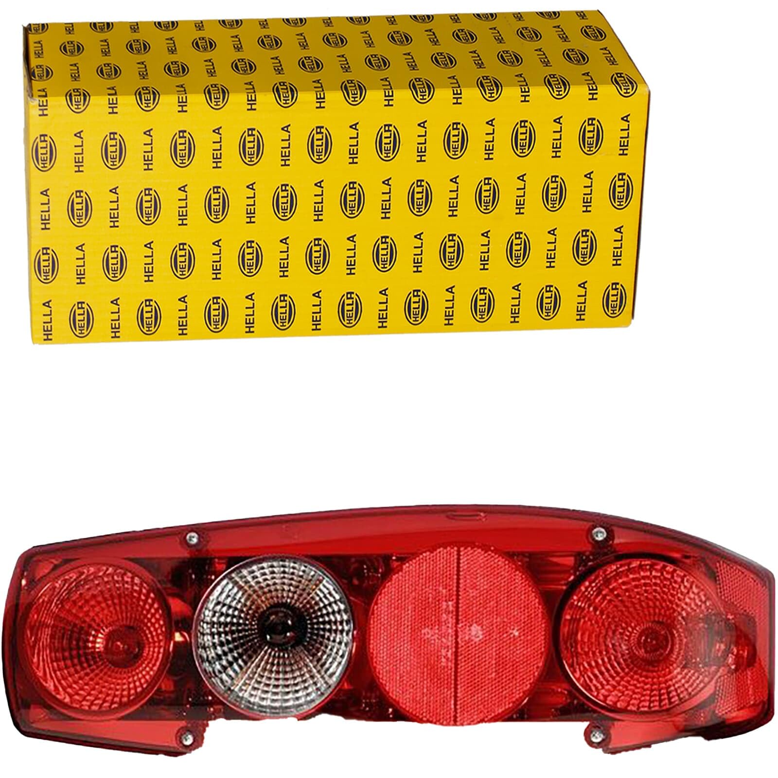 HELLA 2VA 341 419-​117 Feu arrière - Caraluna II - Illumination - 12V - Montage encastré/​vissé - Couleur du voyant: rouge - Fiche: Fiche plate - gauche - Quantité: 10