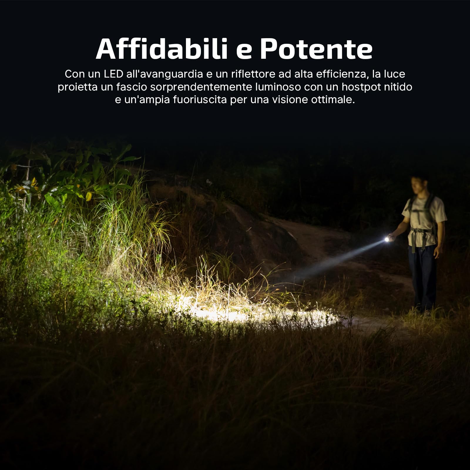 OLIGHT BatonTurbo Torcia 1000 Lumen 510 Metri di Alcance LED Portatile Ricaricabile ad Alta Potenza per Illuminazione Notturna Campeggio Escursionismo Explorazione di Grotte e Uso Domestico(Arancione)