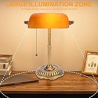 Vista 3 de NISSAFORS Bankers Lamp, Amber Desk Lamp with Pull Switch, Vintage Table Lamps for Home Office, Library, Piano (Amber) (USADO)