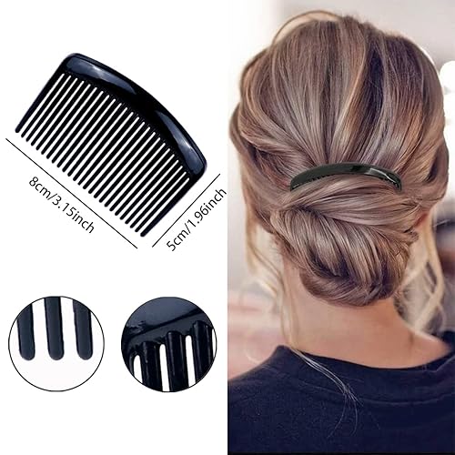 Miniatura 4 de Juego de 18 peines de plástico para el cabello lateral francés, accesorios con 11 dientes para múltiples peinados, niñas y mujeres (negro,