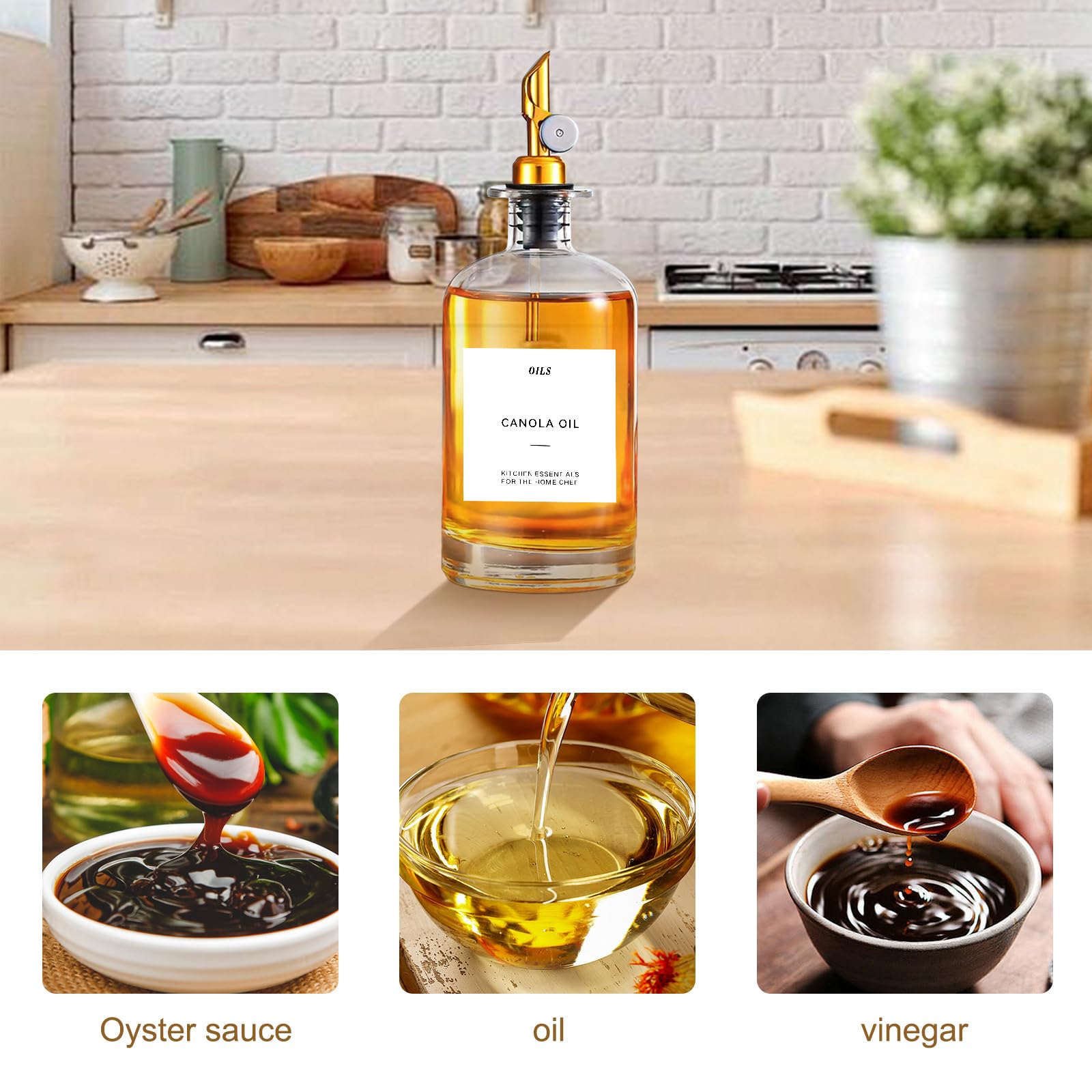 Dispensador de Aceite y Vinagre para Cocina,4pcs Botella Aceite de Oliva,Botella Cristal de Aceite de Oliva 500ml,Botella de Aceite de Oliva,Dispensador de Aceite con Embudo