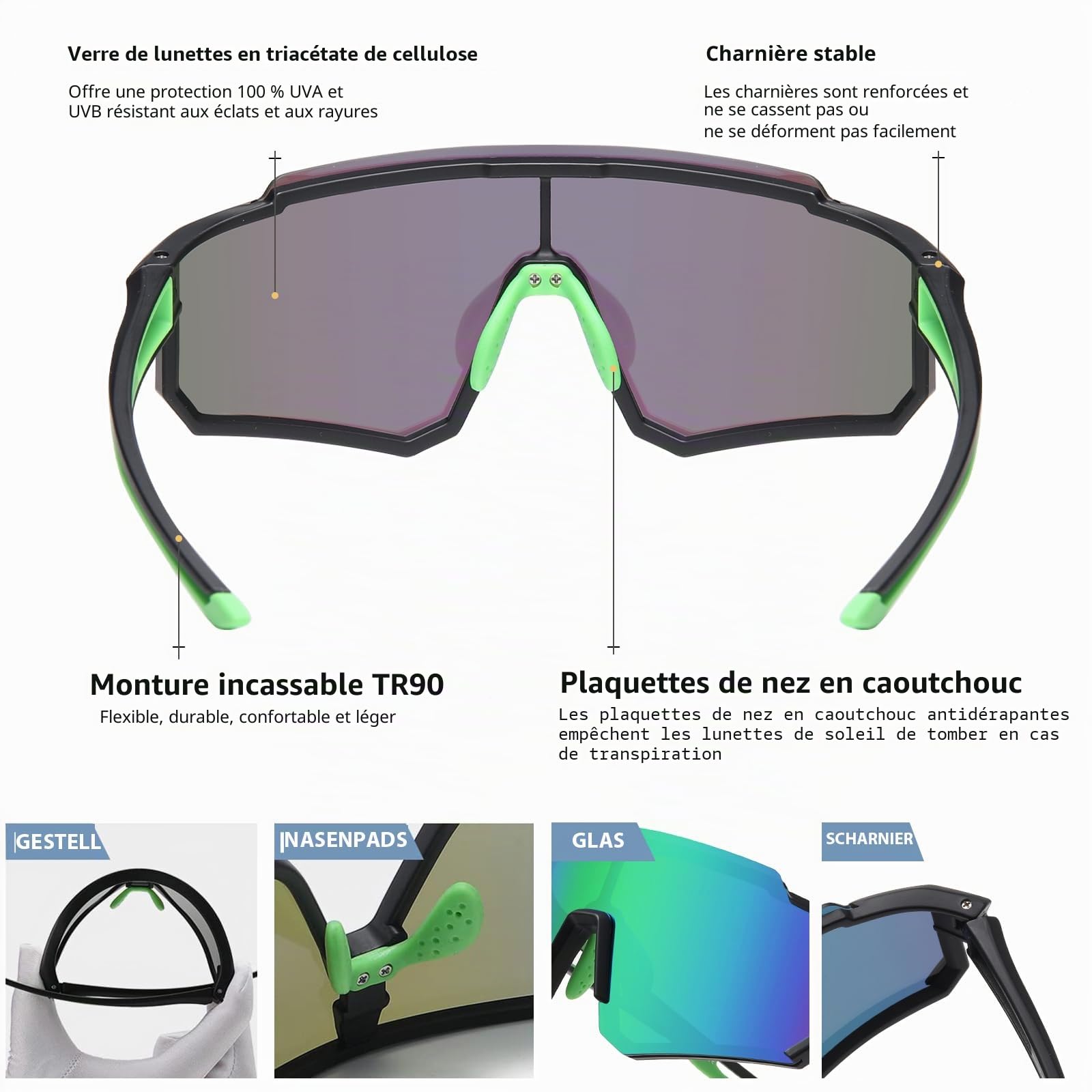 DUCO Lunettes de soleil polarisées DK310 - Pour jeunes garçons et filles - Pour le cyclisme - Cadre léger UV400 - Pour enfant de 8 à 16 ans