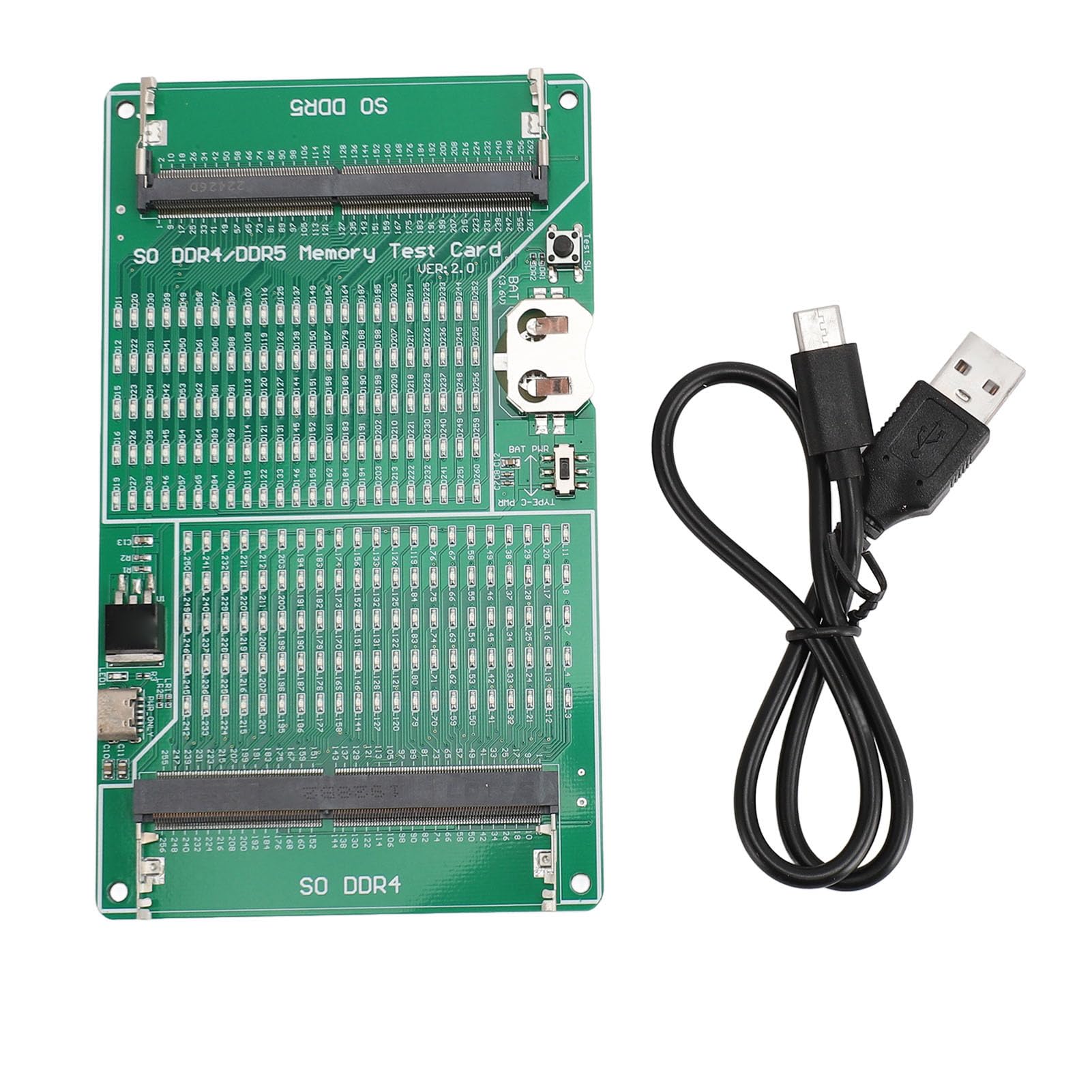 Testeur de Mémoire DDR4 DDR5 2 en 1 Carte de Test de L'emplacement à Mémoire de Mémoire Multifonctionnelle avec Indicateur LED pour Ordinateur Portable
