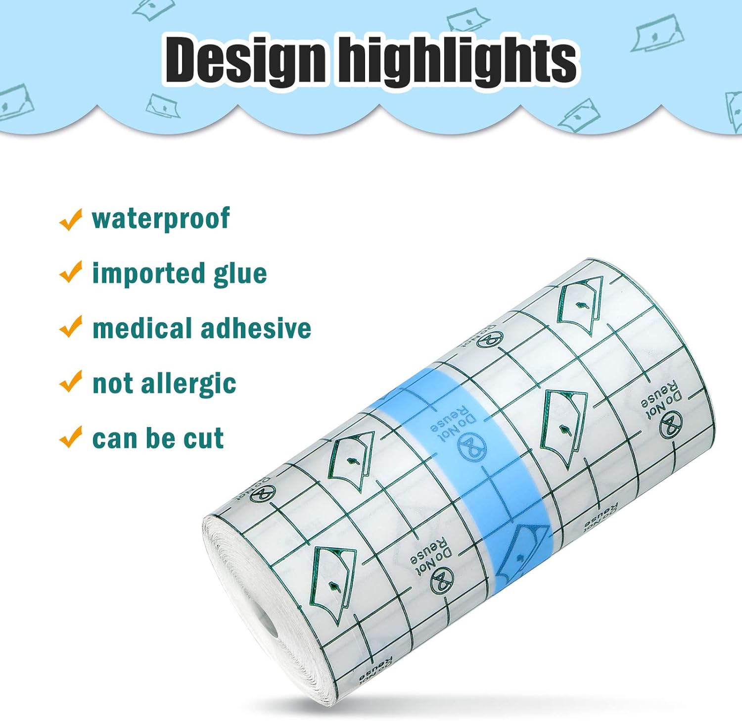 Tondiamo 2 Pieces Transparent Stretch Adhesive Bandage Waterproof Bandage Clear Adhesive Bandages Dressing Tape (4 Inch x 10.94 Yard) - Image 6