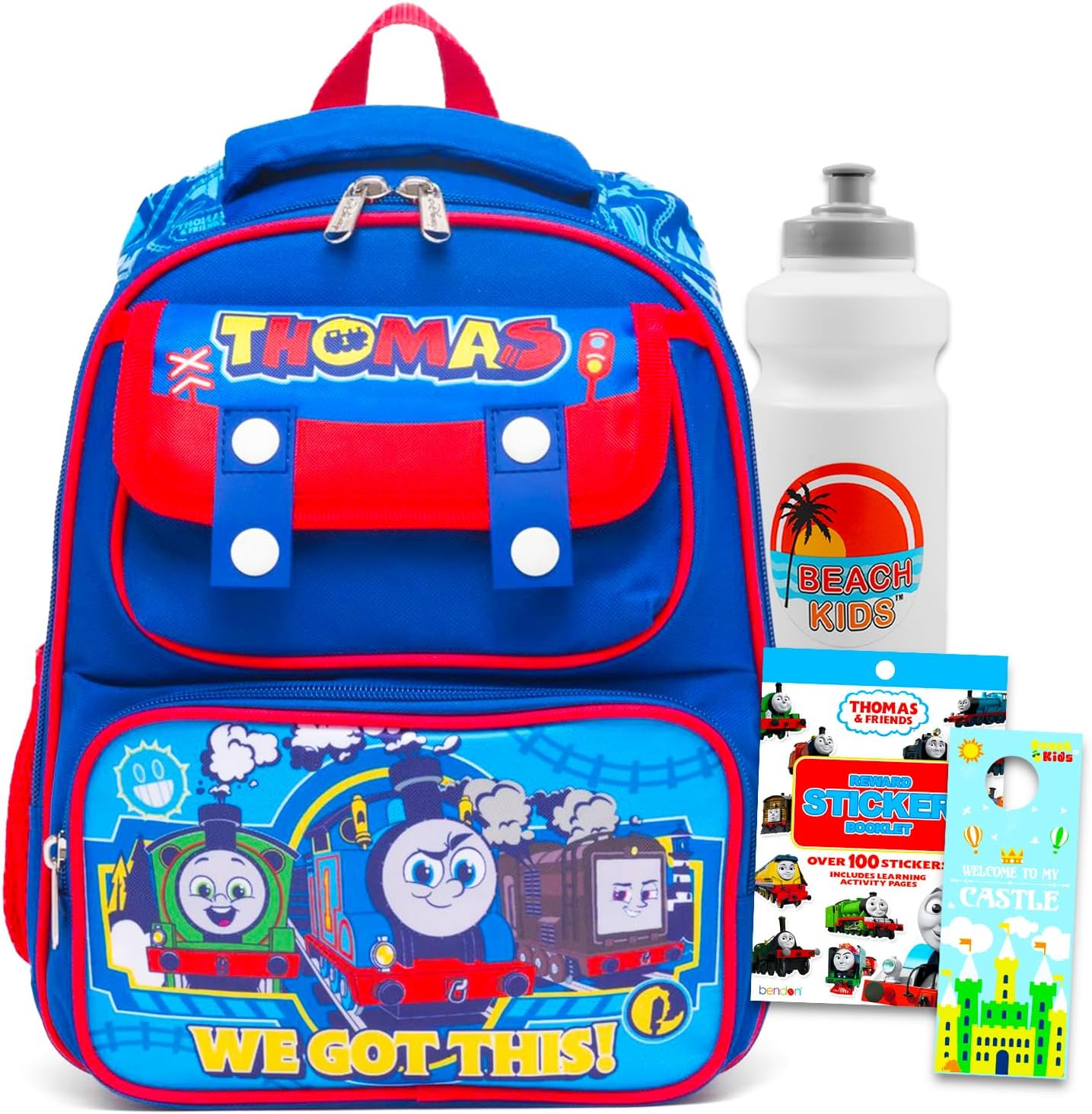 Thomas the Train Mini Backpack for Kids - Bundle with 12” Train Preschool Bag with Water Bottle, Stickers, More | Thomas and Friends Small Backpack Set for Girls, Boys, Toddlers