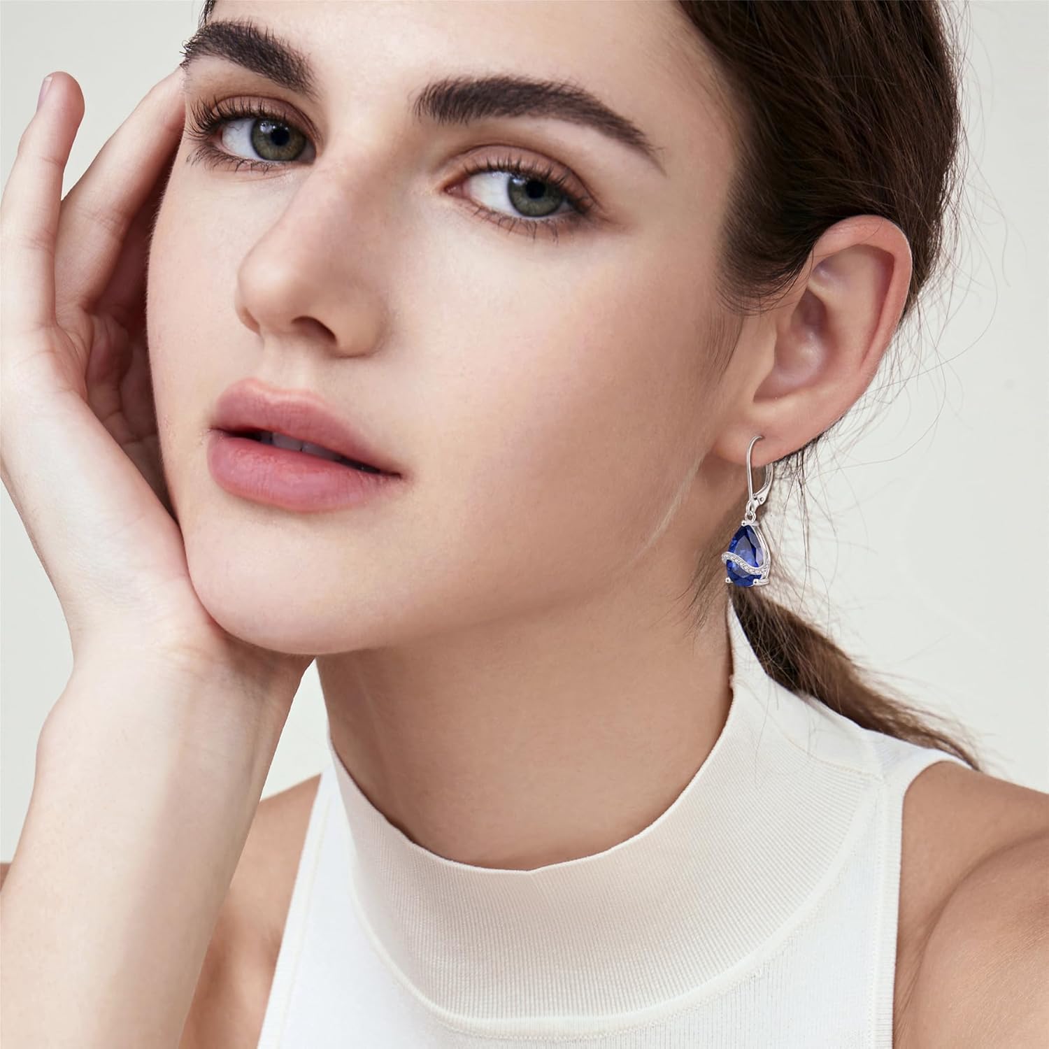 Teardrop Dangle Drop Earrings for Women 925 Sterling Silver Leverback Earrings Birthstone Jewelry Gifts for Her