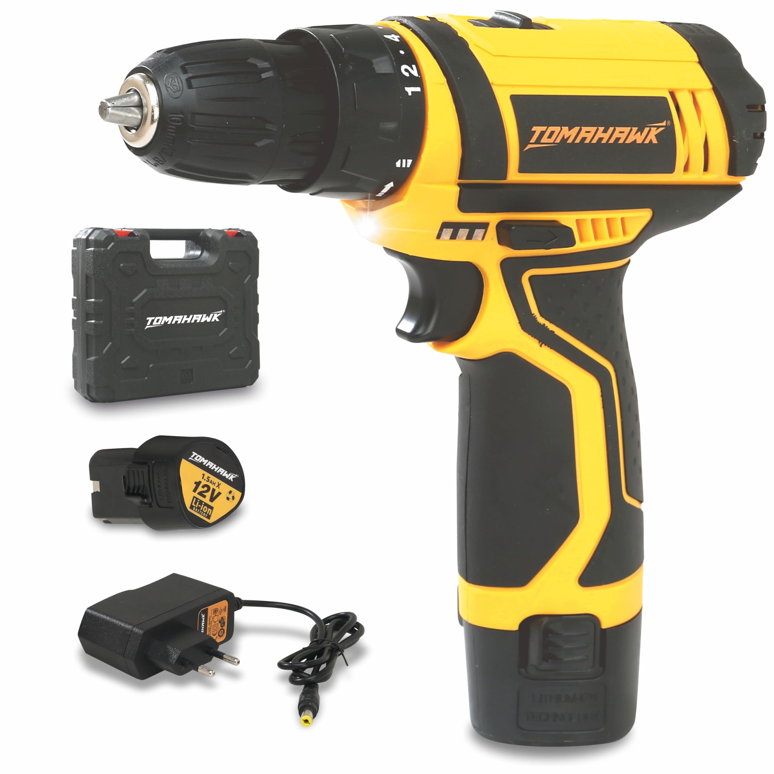 TOMAHAWK® T7450 12V Cordless Screwdriver and Drill Machine - Lightweight, Powerful -1350 RPM - Reversible switch Multi-Torque Clutch, 10mm Keyless Chuck -1x1.5Ah Battery For Screwdriving & Nutdriving (B0DBQXW482) Amazon Price History, Amazon Price Tracker