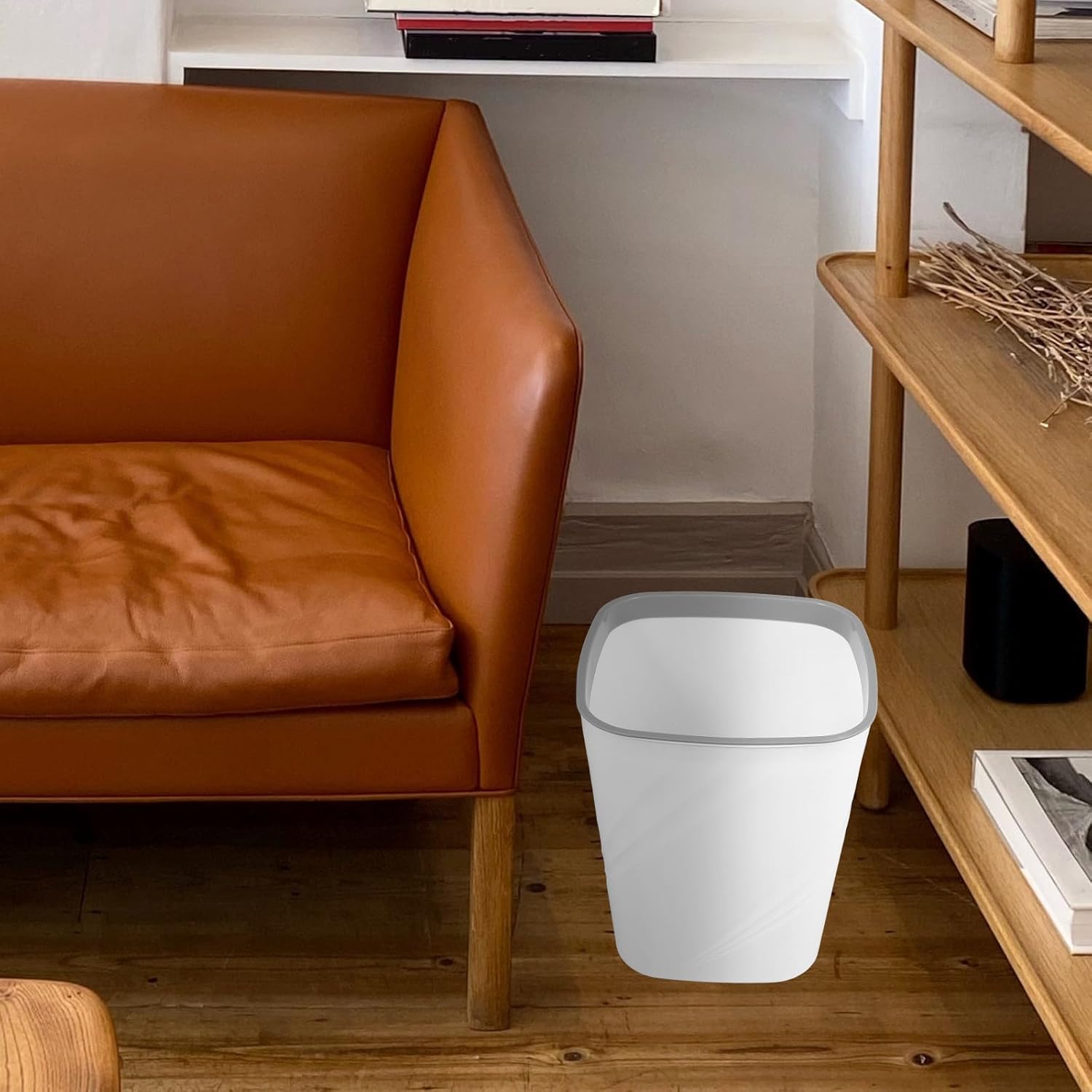 Trash Can Small Wastebasket White Plastic Storage Basket for Office and Bathroom Under Desk Trash Bin for Home and Workspace Organization