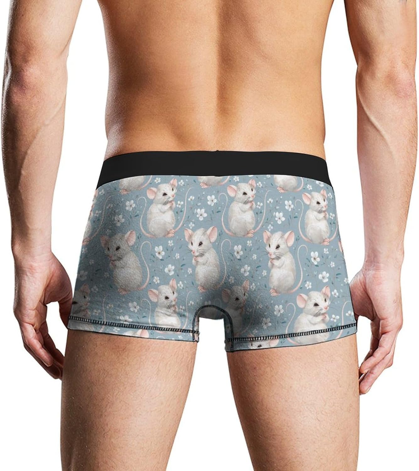 Cute White Rats Novelty Men's Trunks Soft Breathable Underwear Patterned Stretch Briefs