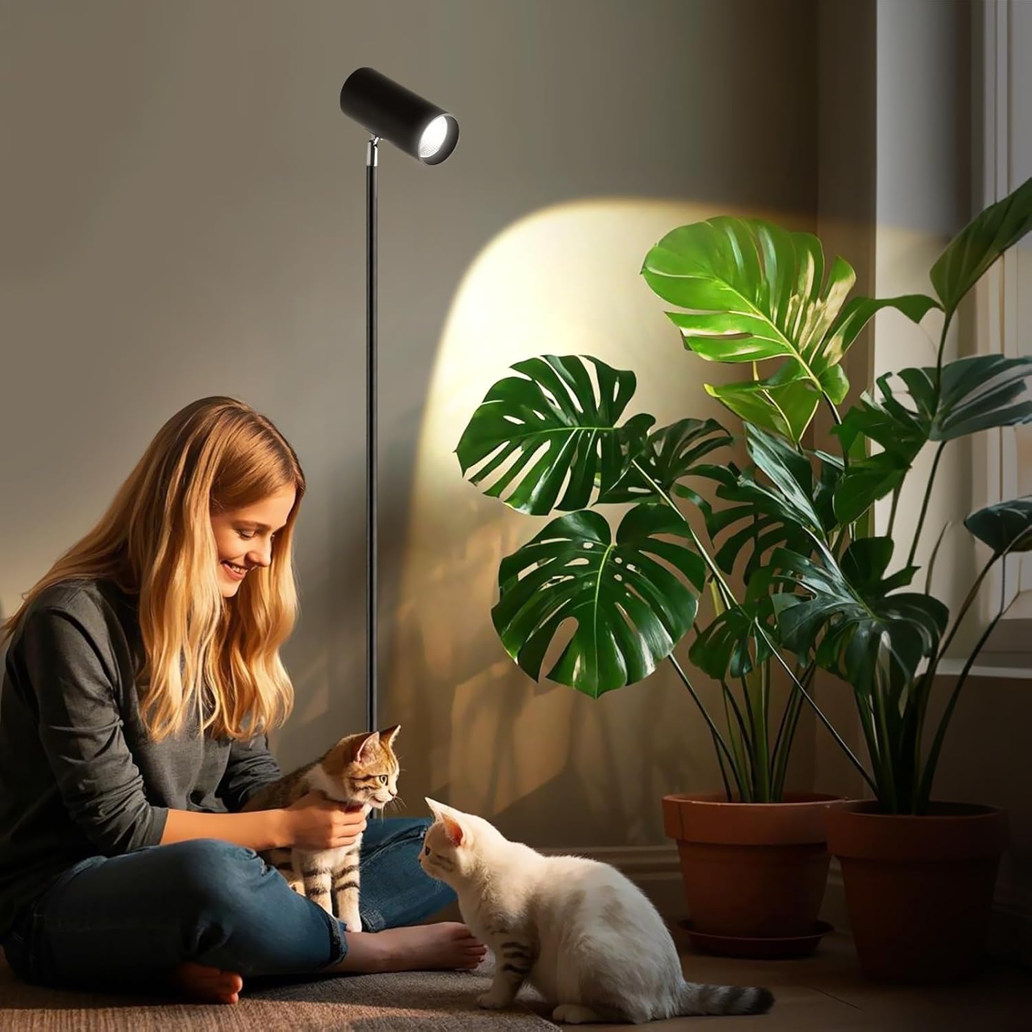 30W Full Spectrum Grow Light, 5000LM High-CRI COB LED Floor Lamp with 6/8/12H Timer, Adjustable Height (28"-83") & Angle, Grow Lights for Indoor Plants, Succulents & Flowers (warm white 4000K)