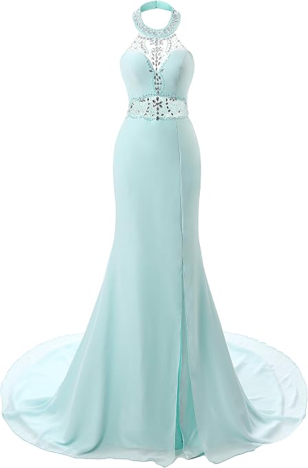 YipGrace abiti eleganti da cerimonia abiti da sera donna vestiti Lunghi Da  Sera Cerimonia senza schienale Verde Chiaro L : Amazon.it: Abbigliamento