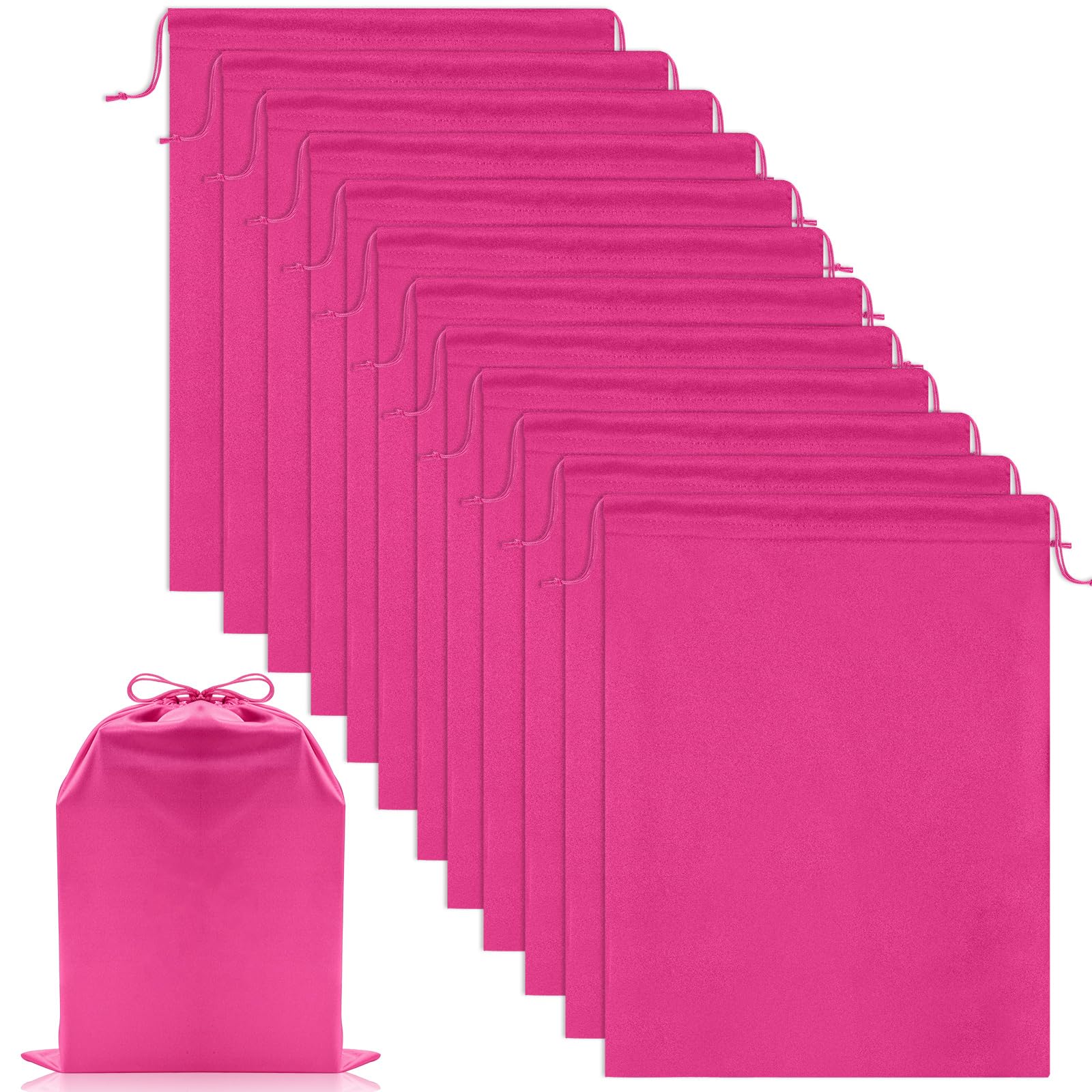Weewooday 12 Pcs Adult Toy Bags Satin Bags with Drawstring Silk Microfiber Pouch Adult Game Toy Gift Bag Cosmetic Storage Organizer Multipurpose Ditty Pouch(Hot Pink,15.75 x 11.81 Inch)