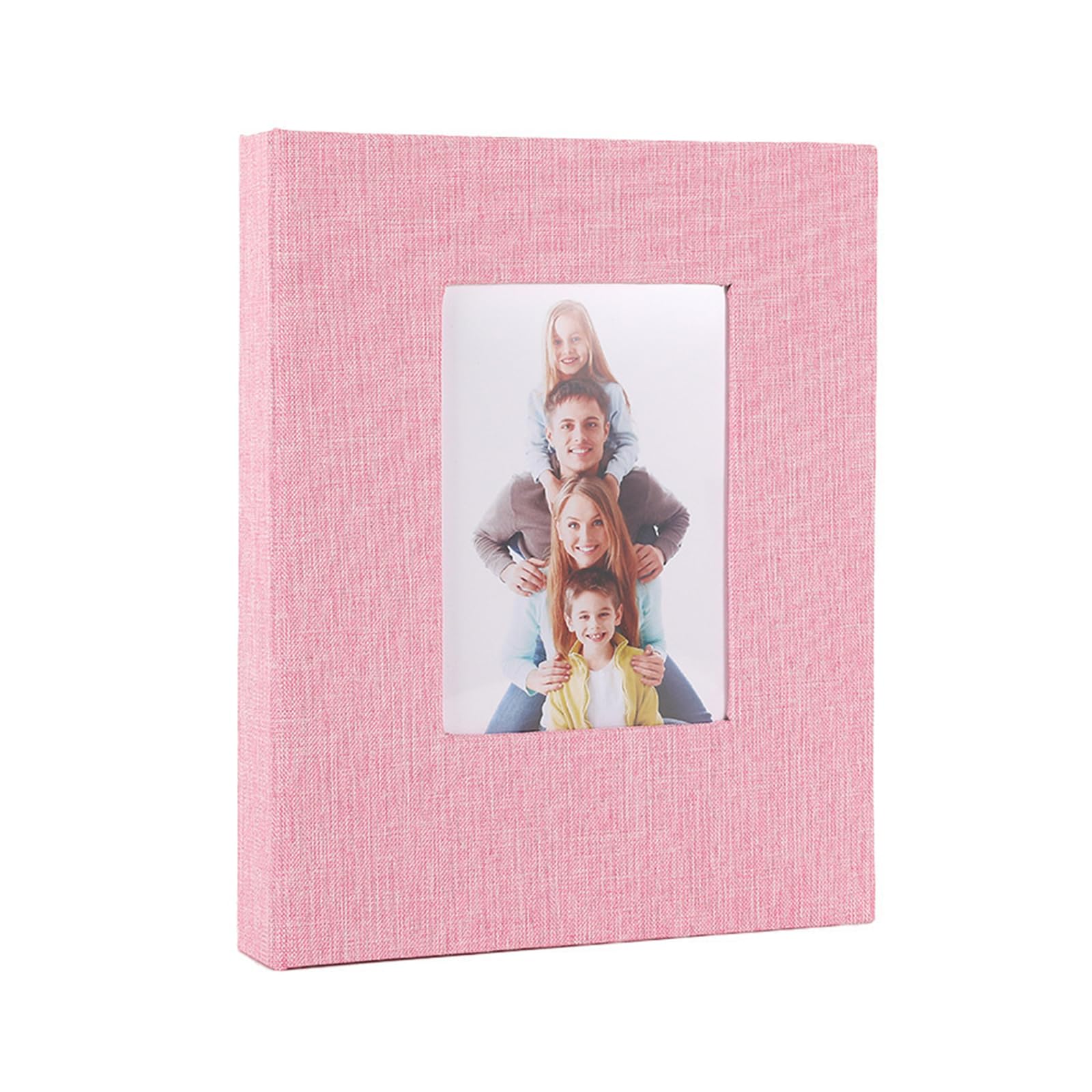 hogtnd Spacious 4x6 Photo Album with Linen Fabric Cover and Front Window for Photo Preservation, Family Wedding Anniversary Gift, Family Memory Album