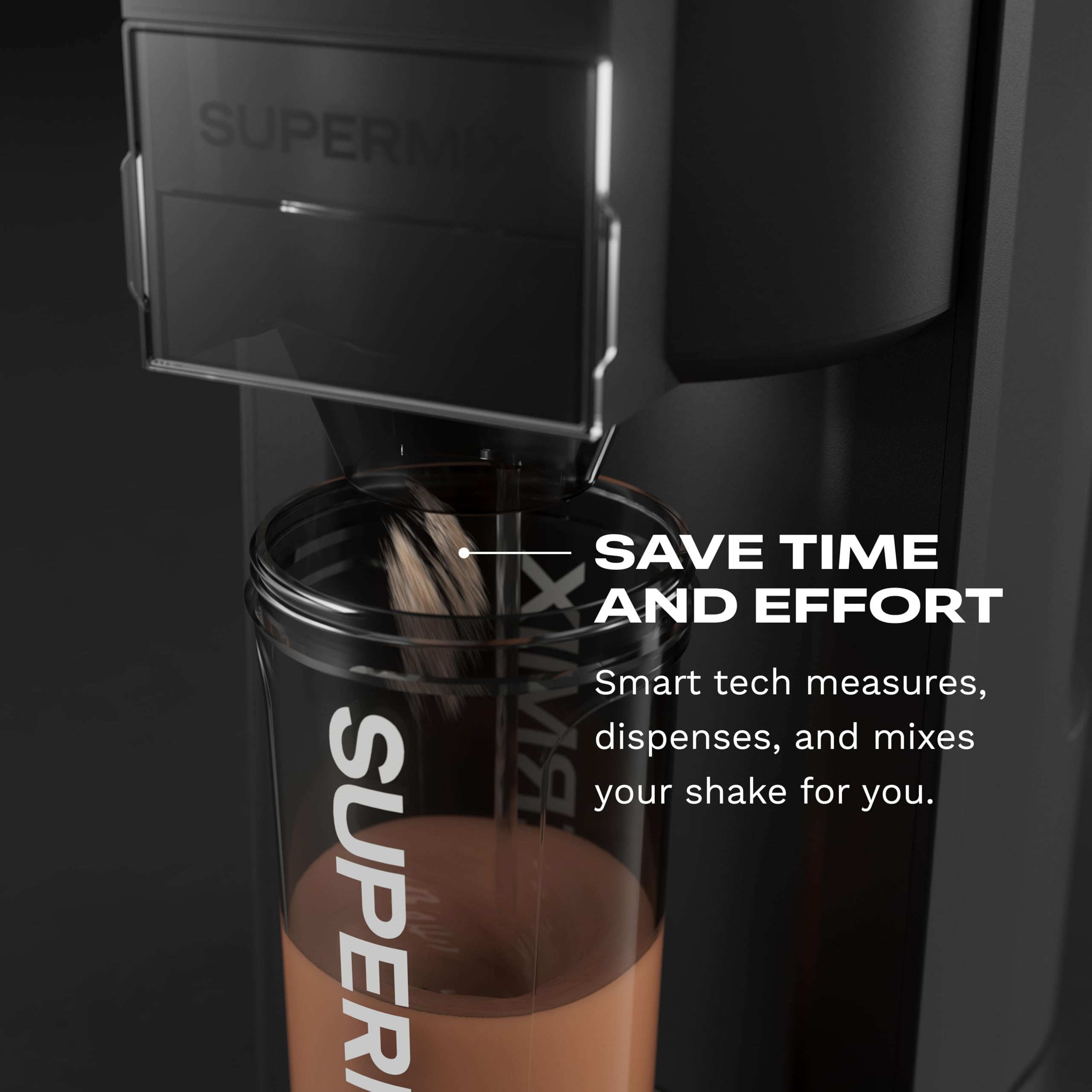 BREZZA Supermix Machine automatique à secouer de protéines – Distributeur de poudre électrique et système de tasse de mélange | Tritan sans BPA de 710 ml | Précision de 95 % | Shakes sans