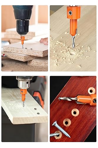 Miniatura 7 de Lytool Juego de brocas avellanadas, 5 brocas para fregadero de encimera para madera, vástago hexagonal de 14 pulgadas para carpintería, cambio