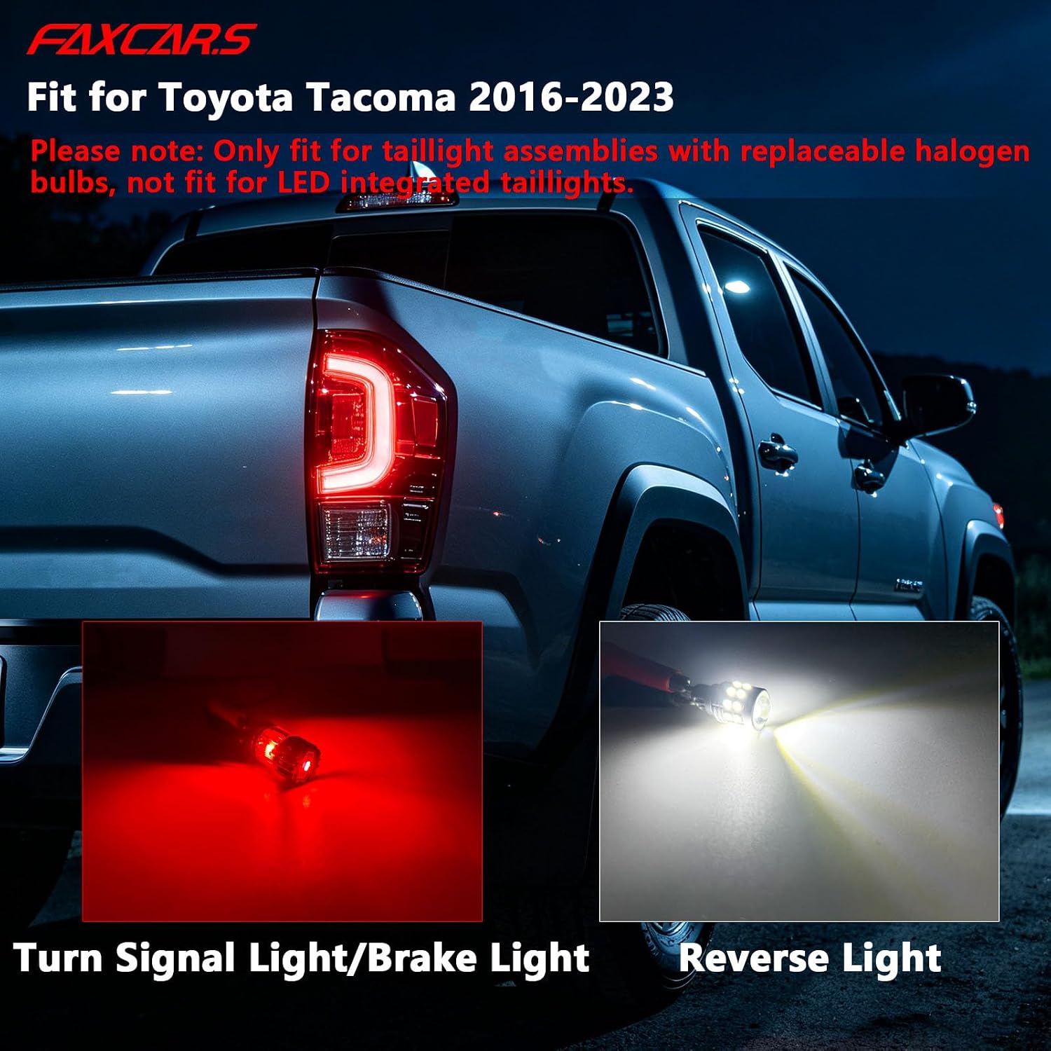 LED Tail Light Kits for Toyota Tacoma 2016 2017 2018 2019 2020 2021 2022 2023, W16W Reverse + W21/5W Brake/Tail/Turn Signal Light Bulbs Combo, High Brightness CANBUS Direct Replacement, 6-Pack
