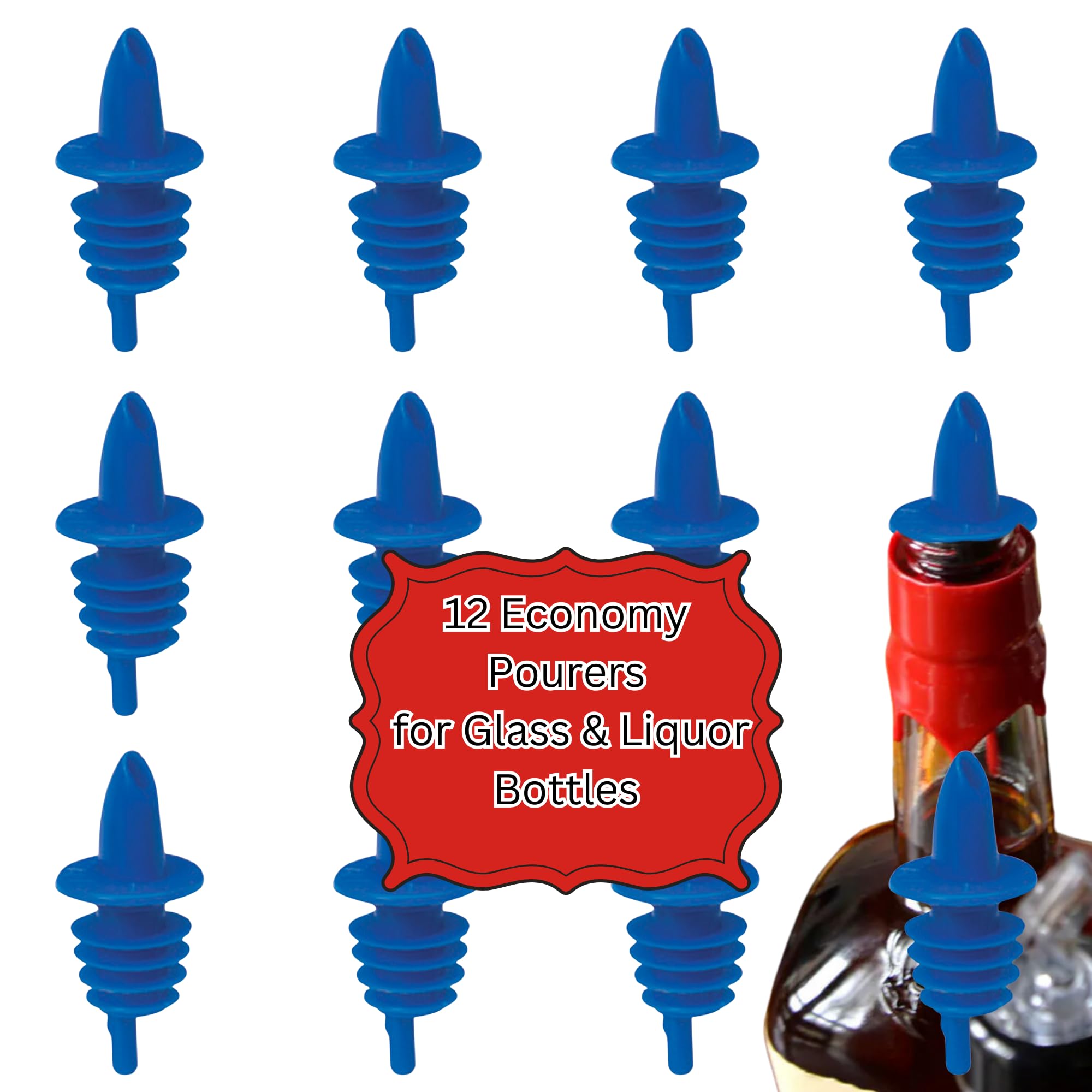 TableCraft 35BL Cash & Carry Free Flow Pourer, Economy, Hand wash only, Plastic, Blue (Priced per Each, Packed 12 pourers per polybag)
