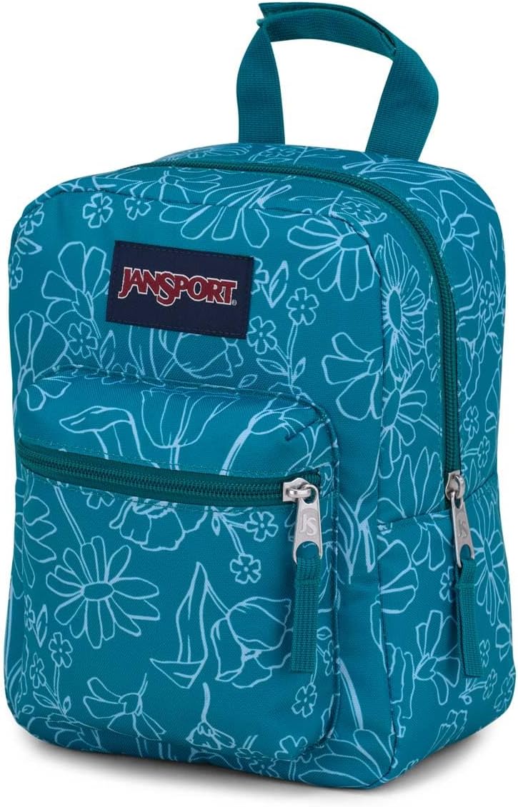 JanSport Big Break Insulated Lunch Bag - Small Soft-Sided Cooler Ideal for Class, Work, or Meal Prep, Delightful Daisies Green