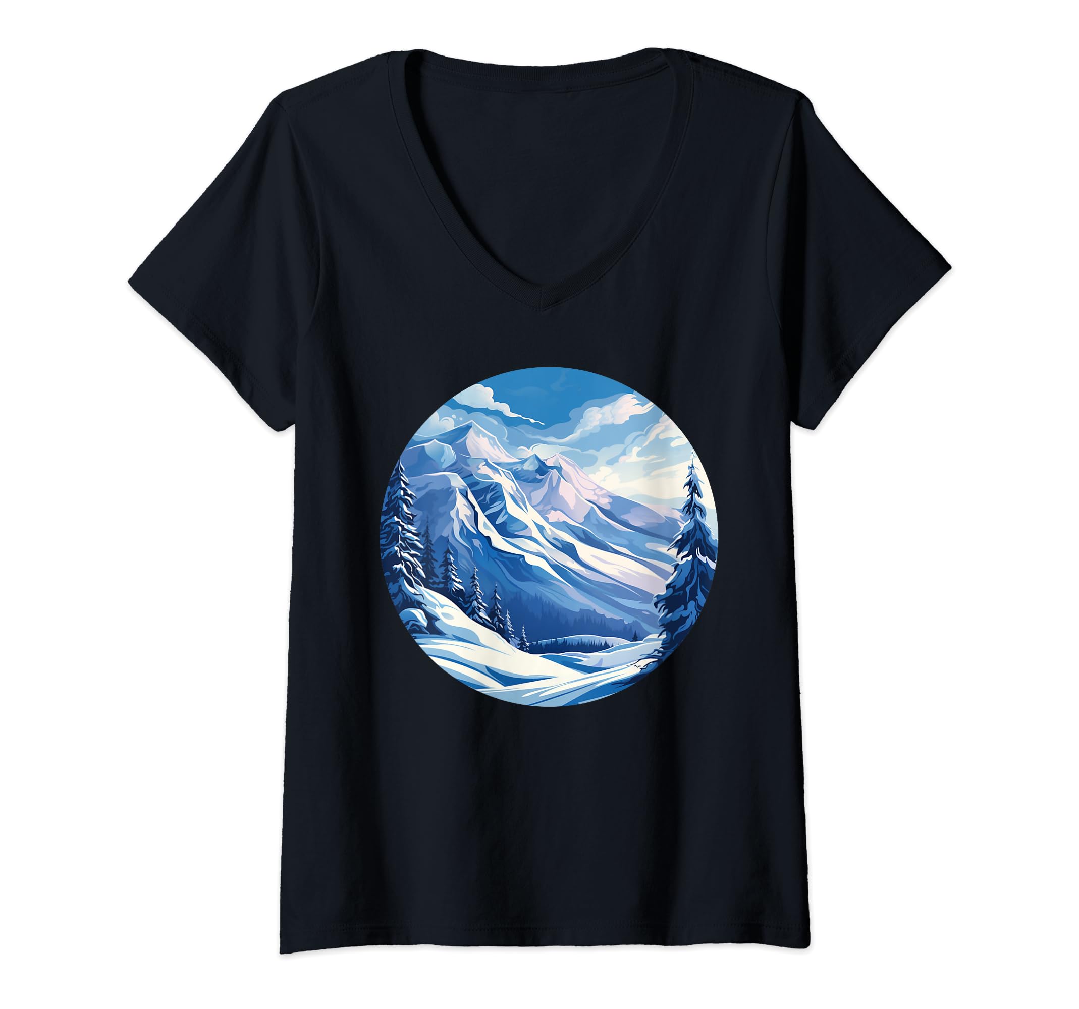 Cool White Mountains for Snowpack and Avalanches Lovers V-Neck T-Shirt