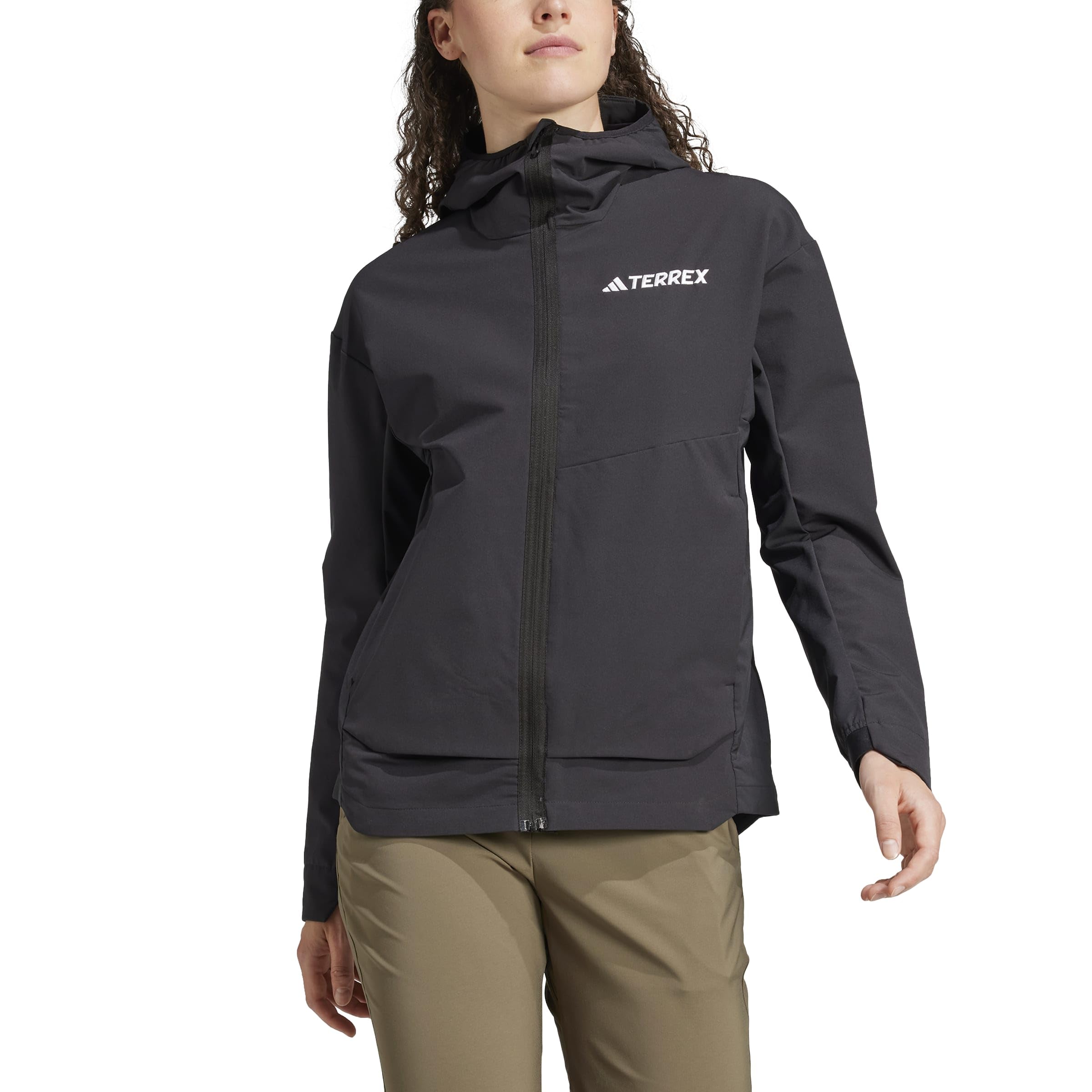 Adidas Women's Black Terrex  Long Sleeve Zip Softshell Jacket in Size L, Sports Direct