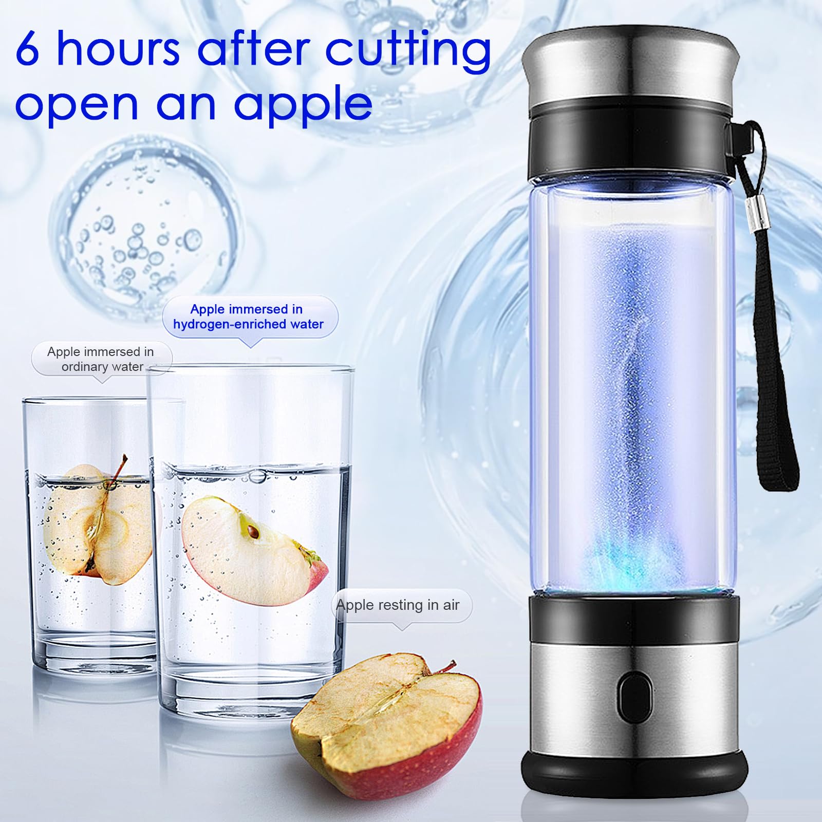 Przenośny generator wody wodorowej do wody pitnej, technologia SPE PEM, jonizator wody, generator butelek z wodorem, jonizator USB, maszyna do wody wodorowej i producent (350 ml, biały B)