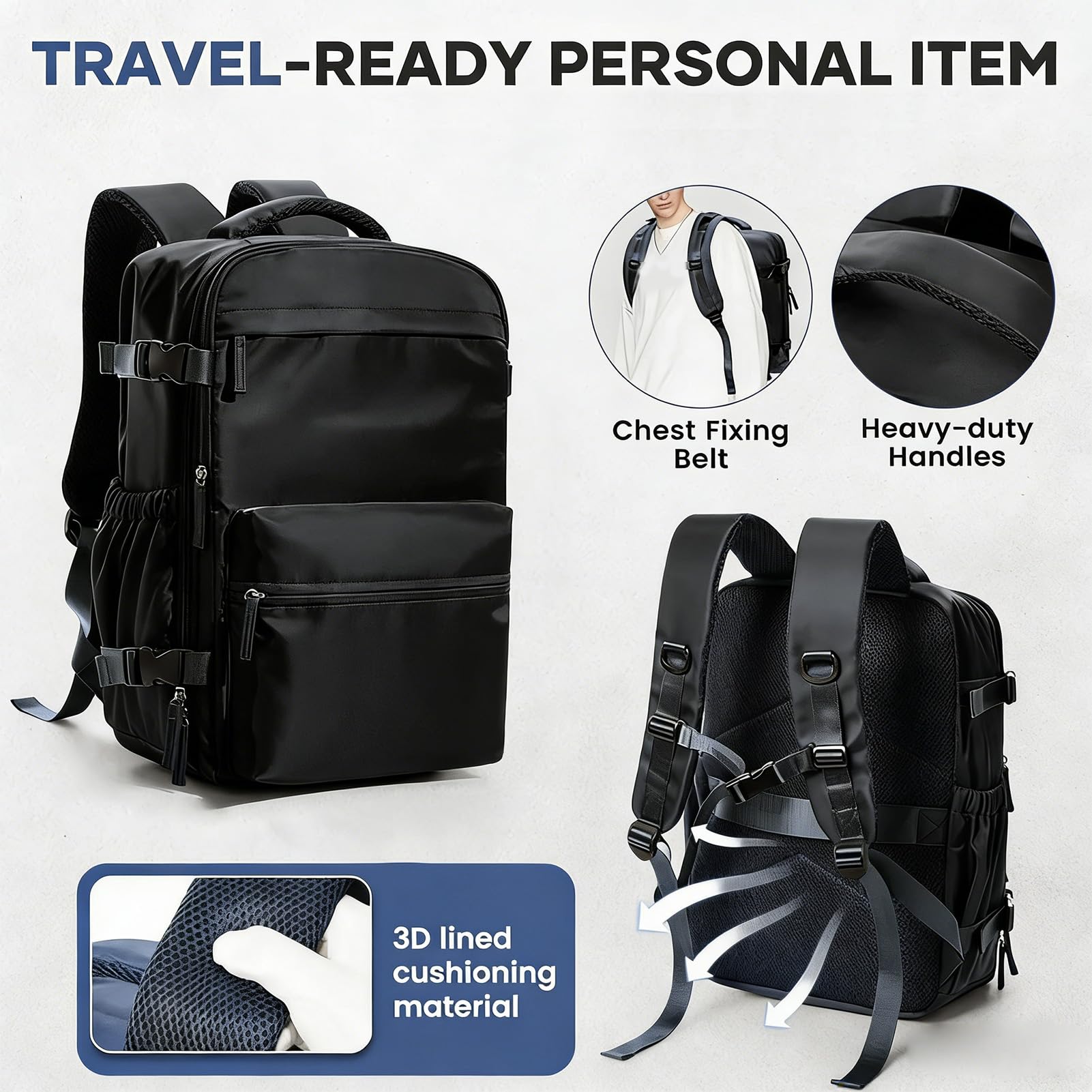 AUNMAS Sac à Dos Sous Vide 40 L pour Voyage avec Pompe à Air, Sac de Compression Sous Vide en Tissu Oxford Imperméable de Grande capacité pour les Sports de Plein Air, le Camping, le