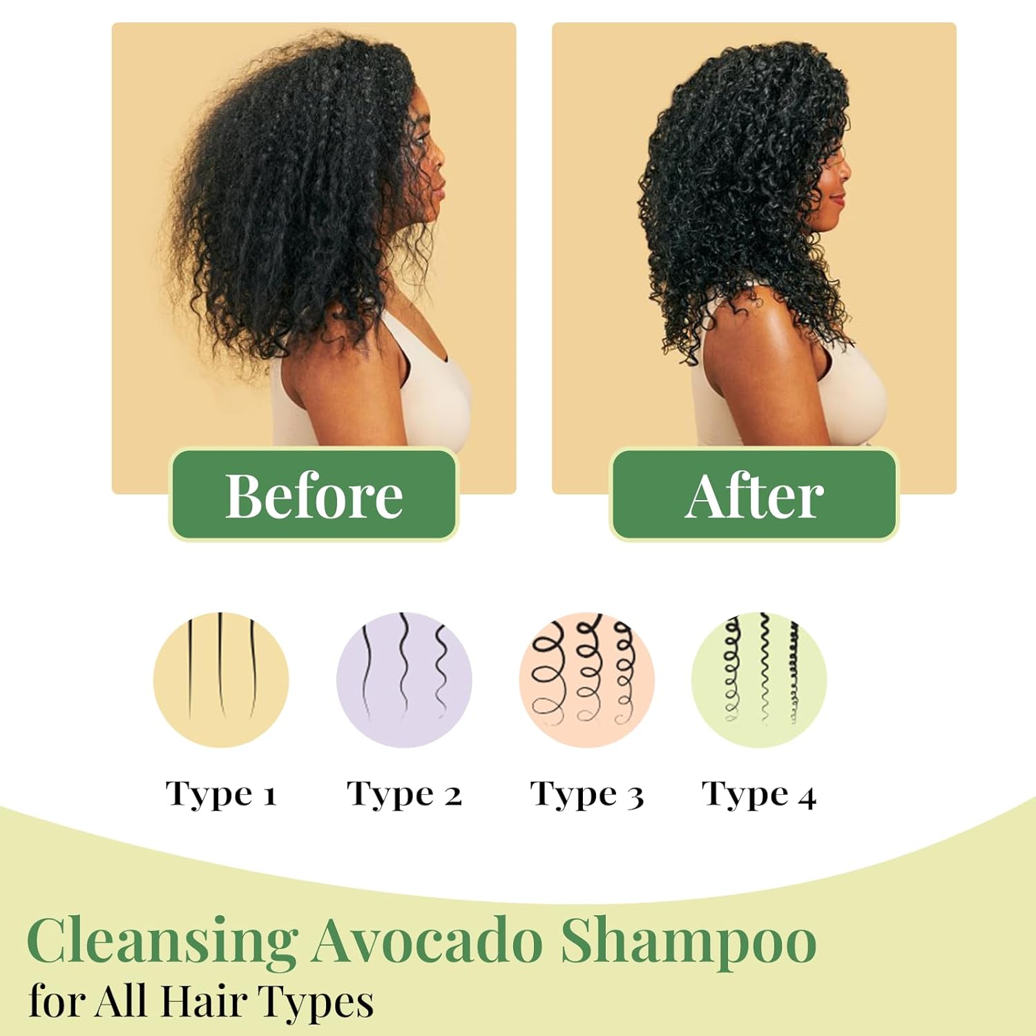 NaturAll Hydrating Shampoo & Conditioner Set with Kiwi & Avocado Oil – Nourishing, Cleansing Curly Hair Shampoo and Conditioner Set – Free of Parabens & Silicones – For Breakage & Damage Repair