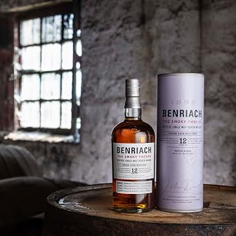 BENRIACH The Smoky 12 Three Cask Matured 0.7 L - 46% Vol. Premium Speyside Single Malt Scotch Whisky; Gift Boxed Mix of ripe pear nectarine and sweet barley malt