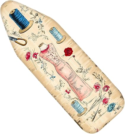 Nuxovilar Vintage Sewing and Floral Pattern Ironing Board Cover, 15×54inch, This Cover Fits Most Standard Boards, Dust - Proof Ironing Accessory for Home Decoration
