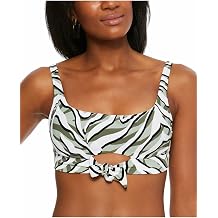 bar III Womens Green Printed Removable Cups Tie Adjustable Cutout Hypno Beach Square Neck Swimsuit Top S