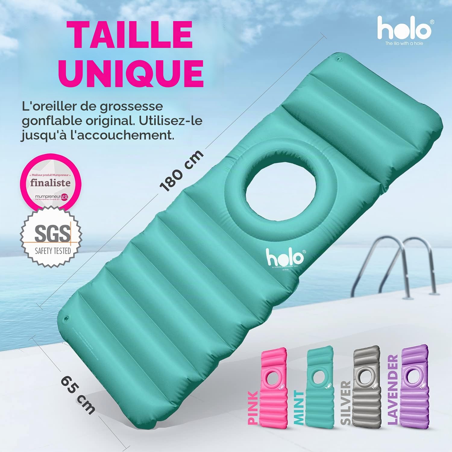 HOLO Matelas Gonflable pour Femme Enceinte, Matelas de Repos doté d’Un Trou pour Le Ventre idéal Pendant la Grossesse (Mint)