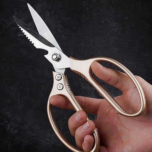 Miniatura 5 de Tijeras de cocina doradas, tijeras de cocina resistentes, aptas para lavavajillas, suministros esenciales de cocina para el hogar, tijeras afiladas